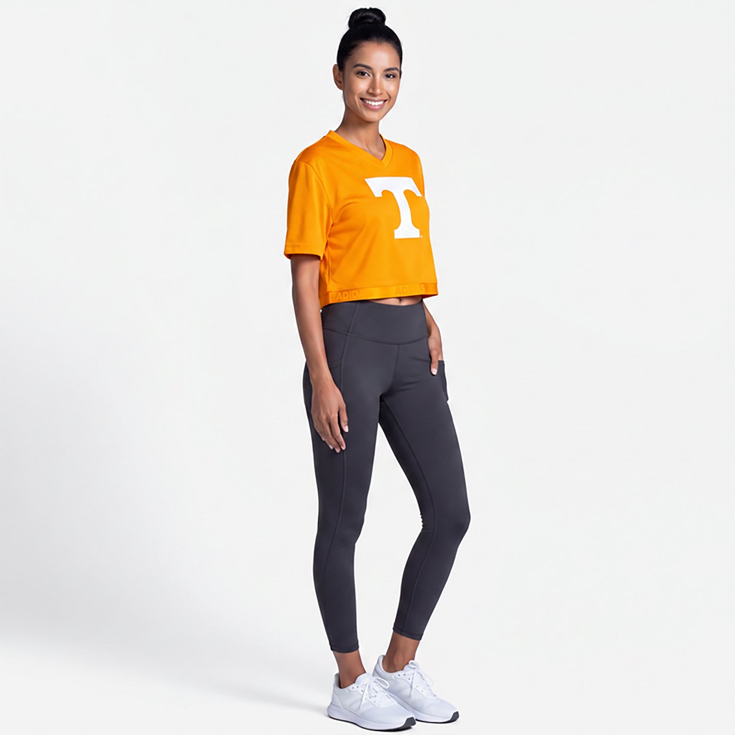 adidas Women's University of Tennessee Block T Cropped Football Jersey - view number 3