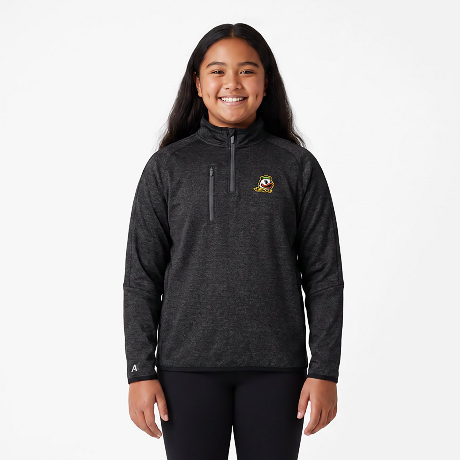 Antigua Heather Oregon Ducks Certain Quarter-Zip Tri-Blend Sweatshirt