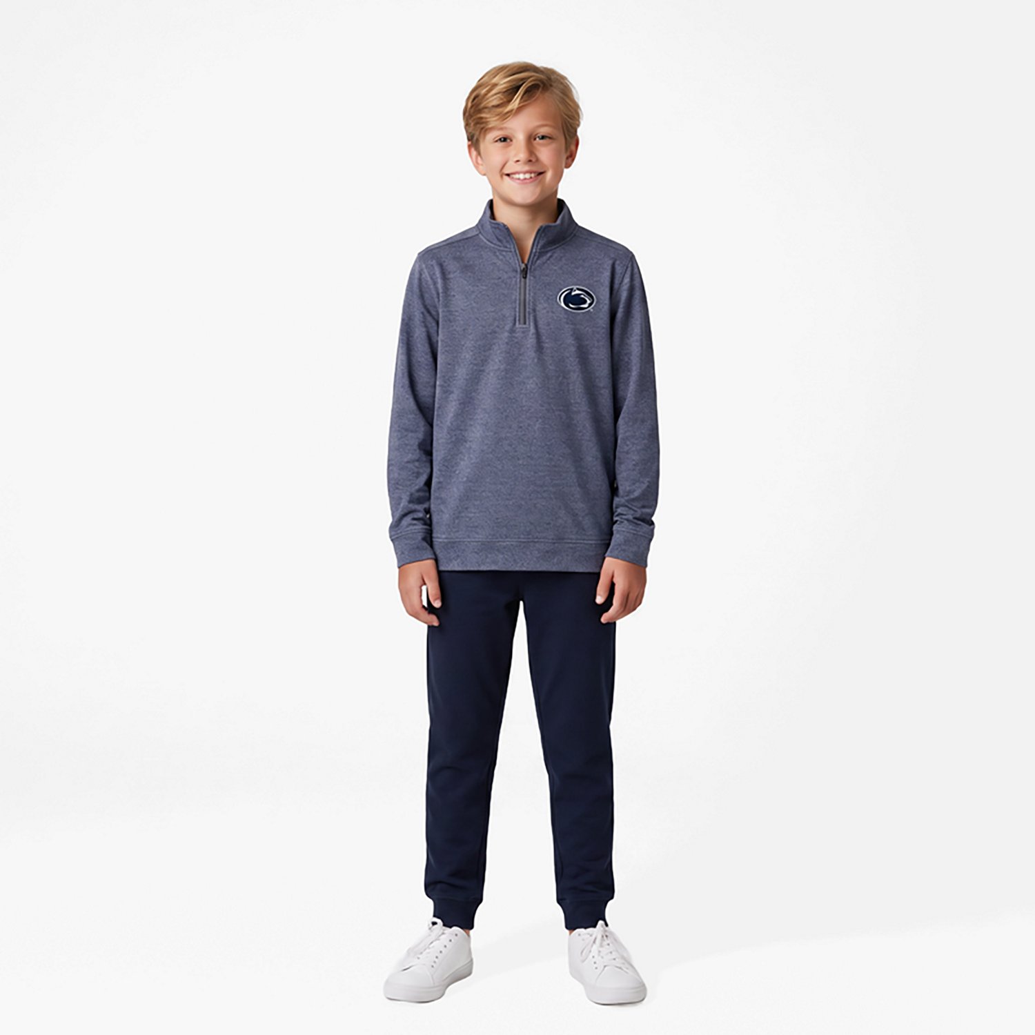 Antigua Heather Penn State Nittany Lions Subtle Quarter-Zip Sweatshirt