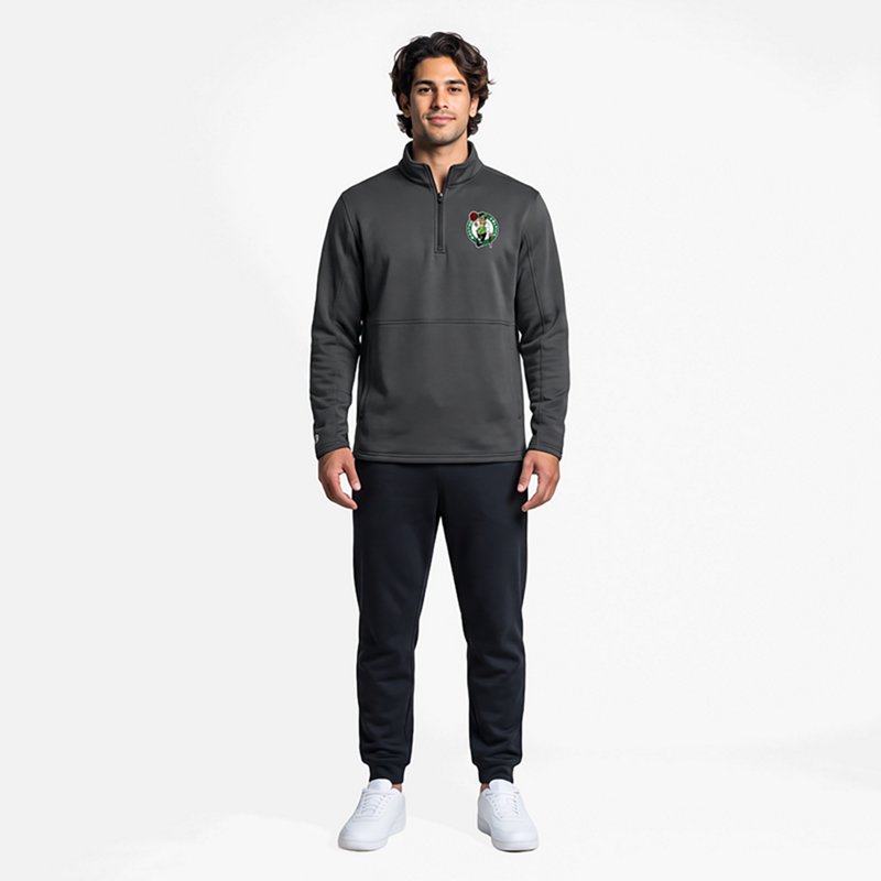 Men's Antigua Pewter Boston Celtics  Twist Quarter-Zip Pullover Top