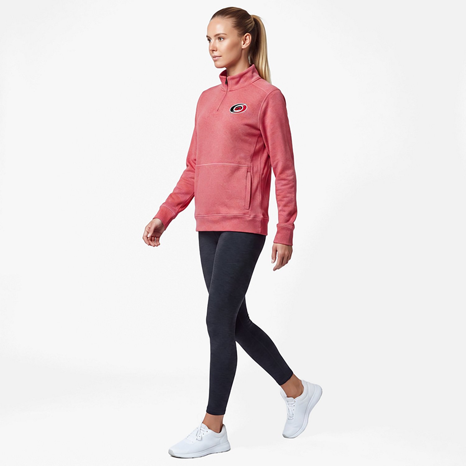 Antigua Heather Carolina Hurricanes Crush Quarter-Zip Fleece Sweatshirt - view number 3