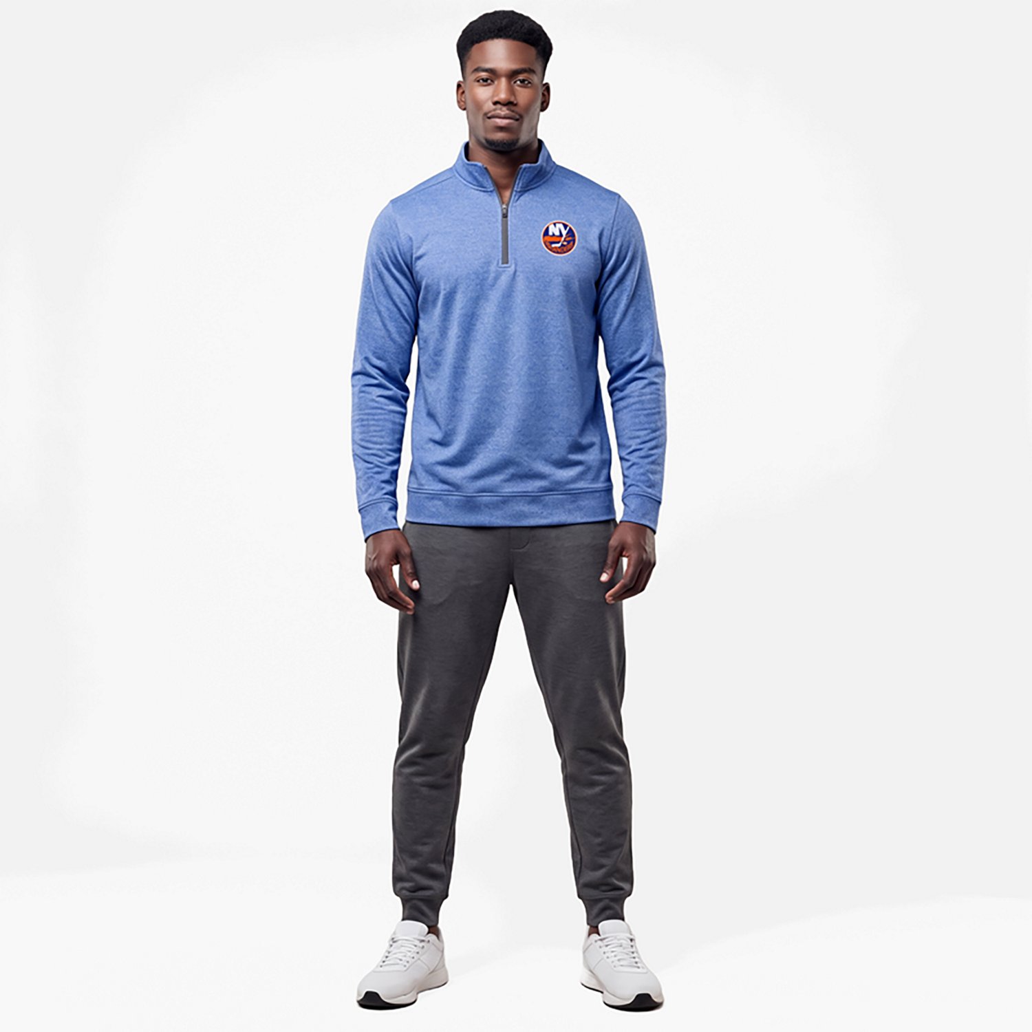Antigua Heather New York Islanders Subtle Quarter-Zip Sweatshirt
