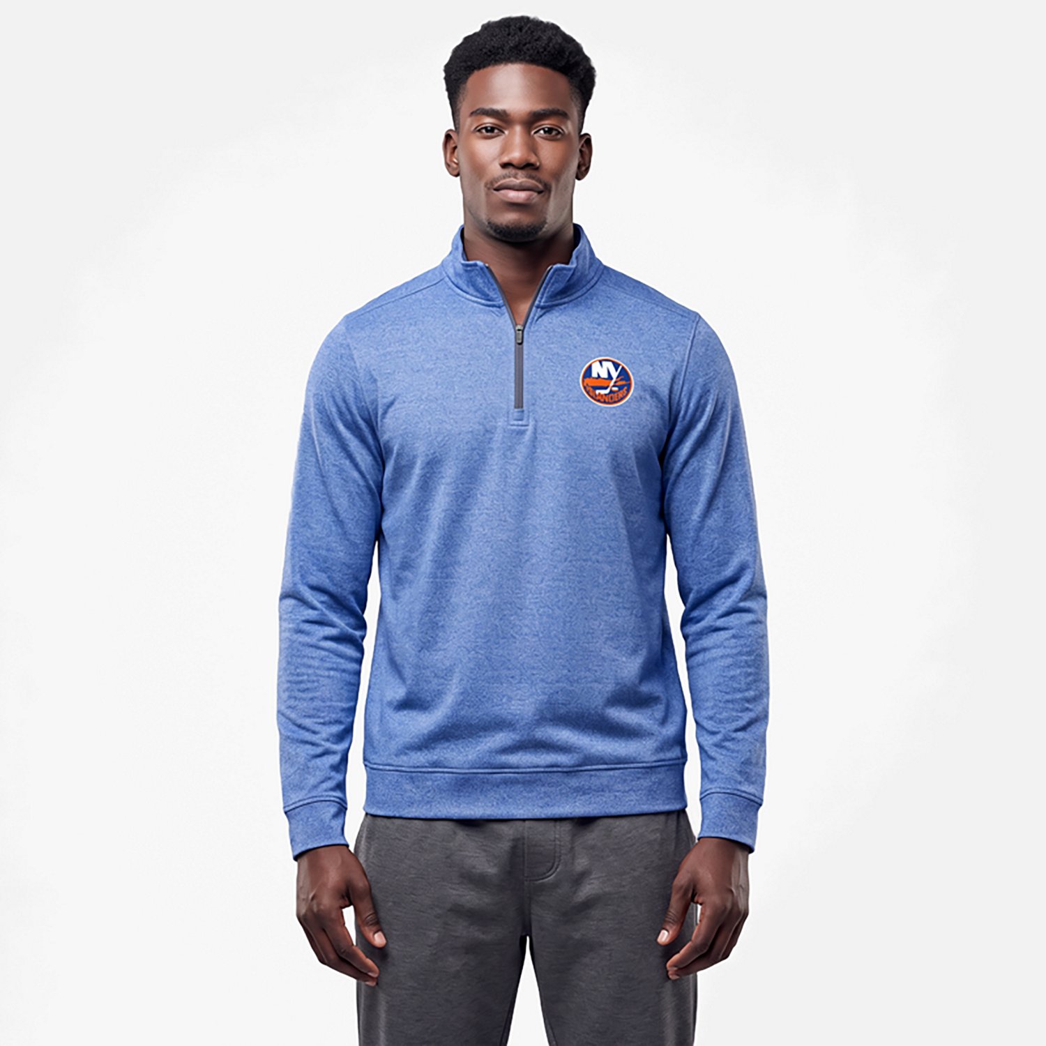 Antigua Heather New York Islanders Subtle Quarter-Zip Sweatshirt - view number 2