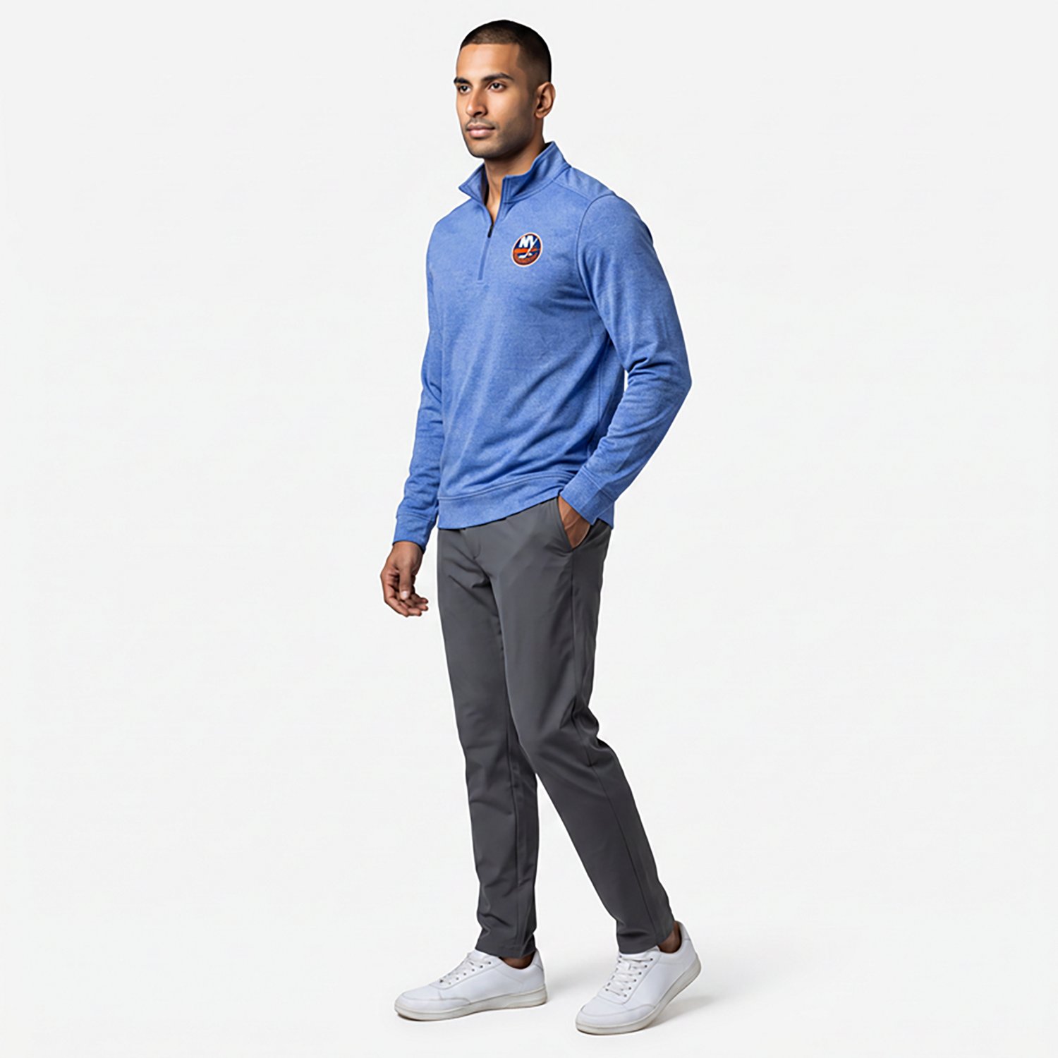 Antigua Heather New York Islanders Subtle Quarter-Zip Sweatshirt - view number 3