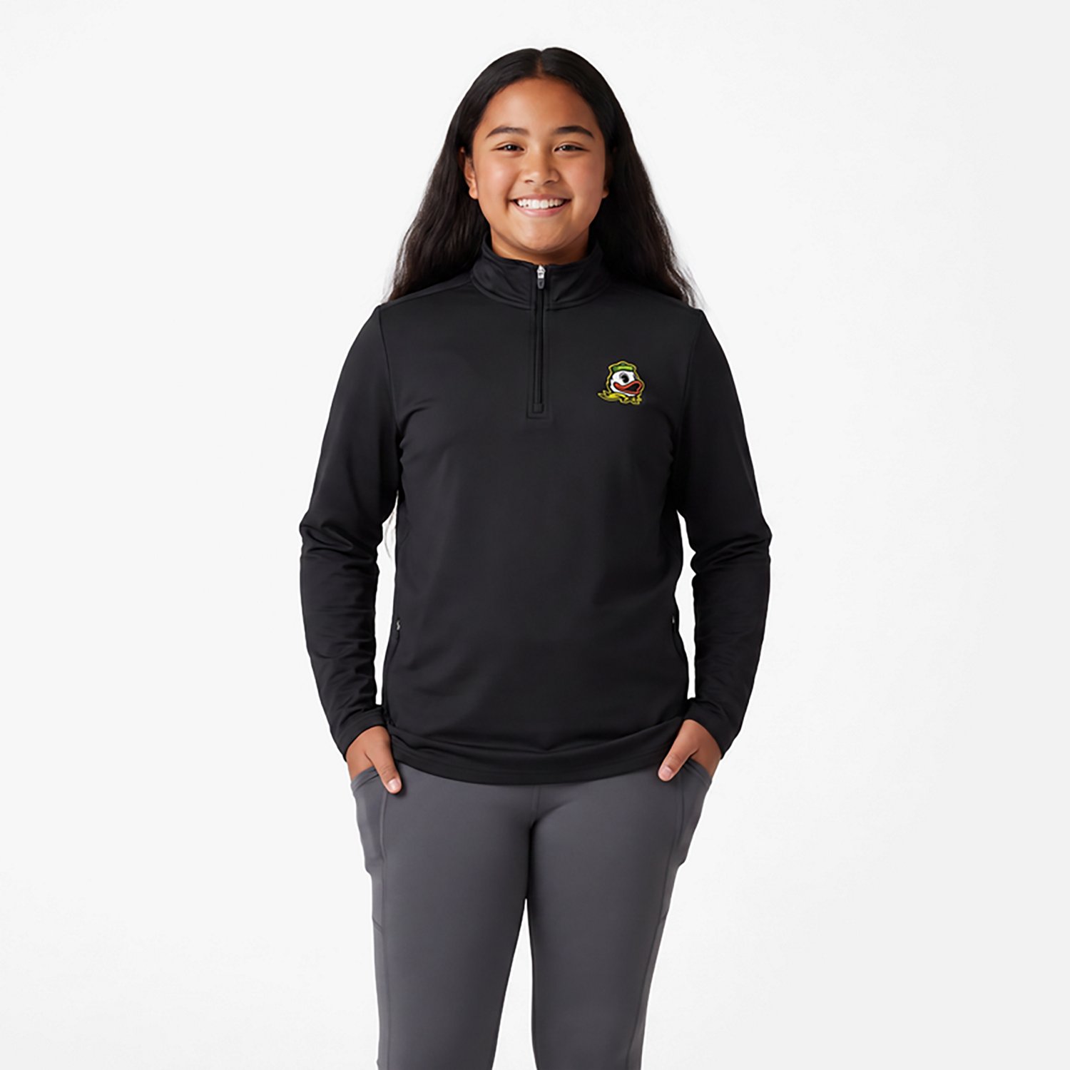 Antigua Oregon Ducks Perilous Quarter-Zip Sweatshirt - view number 2