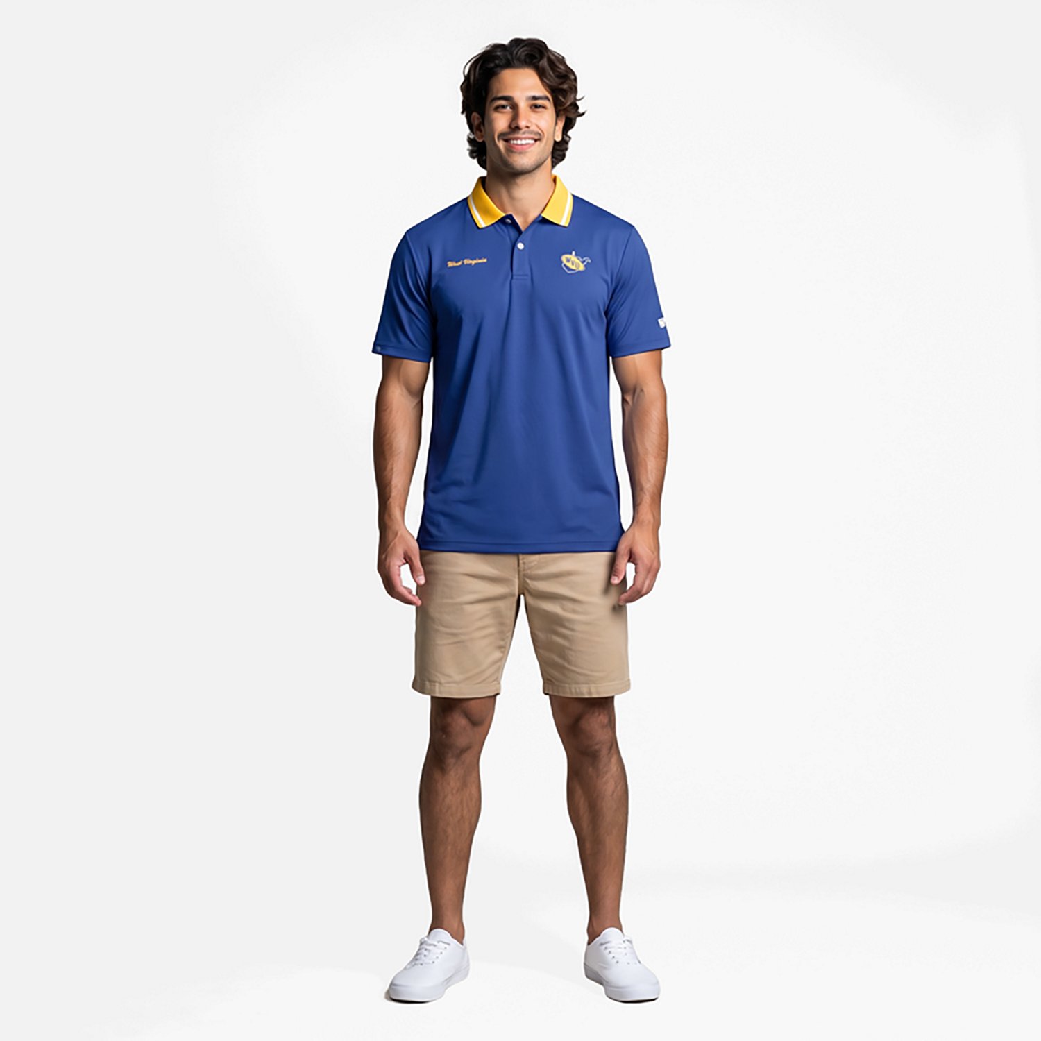 Homefield Men's West Virginia University School Script 2-Hit Golf Polo Shirt
