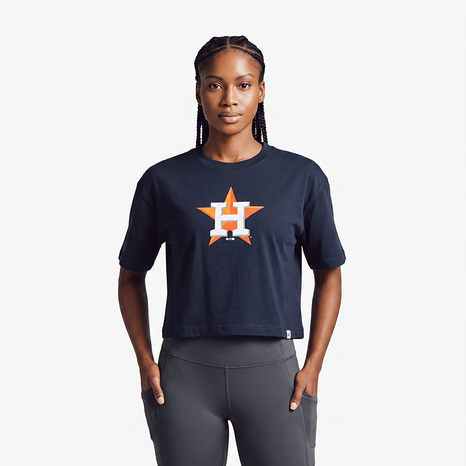 '47 Houston Astros Women's Back Out Foundation Crop Graphic T-shirt - view number 2