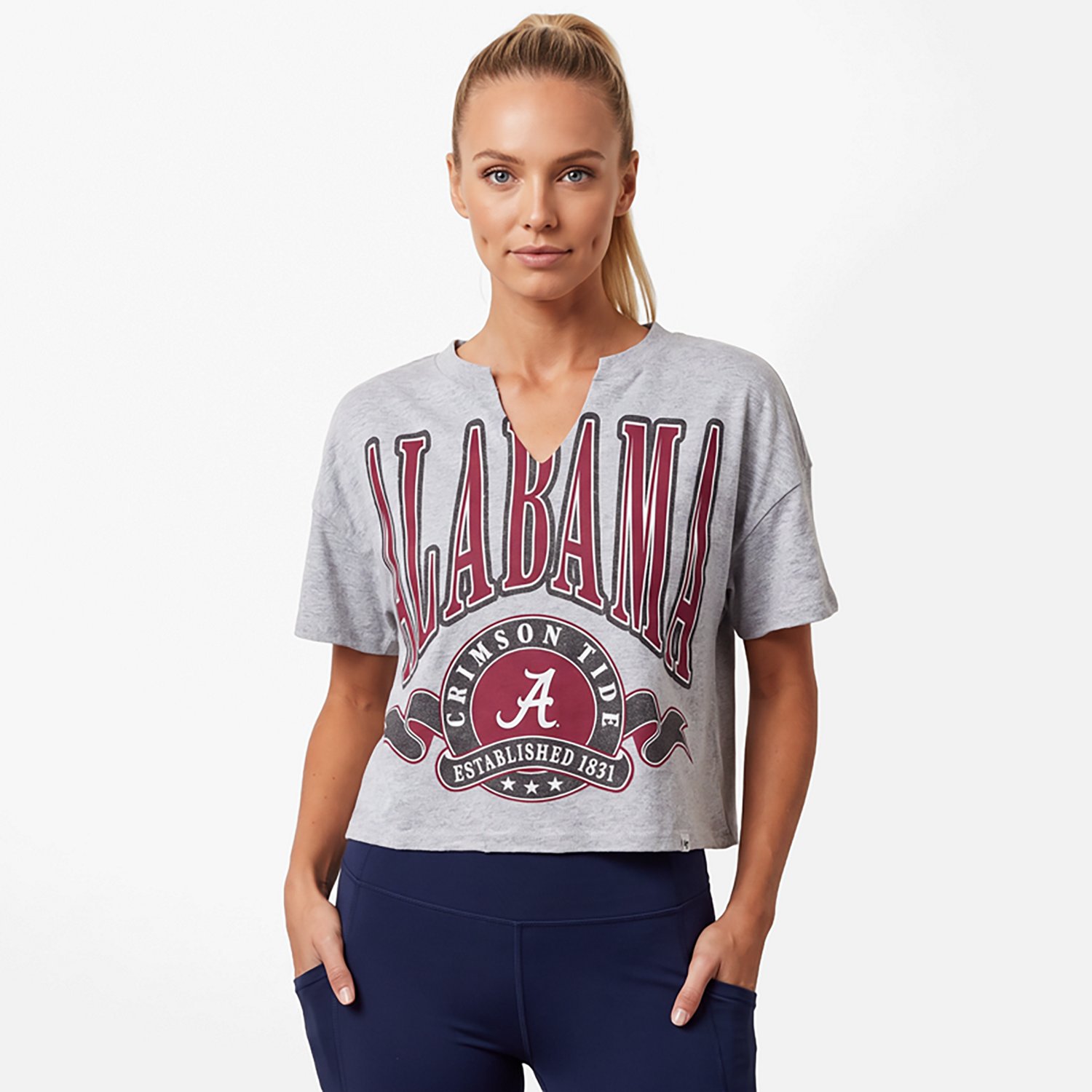 '47 Women's Alabama Banners Oversized Notch Neck Short Sleeve T-shirt