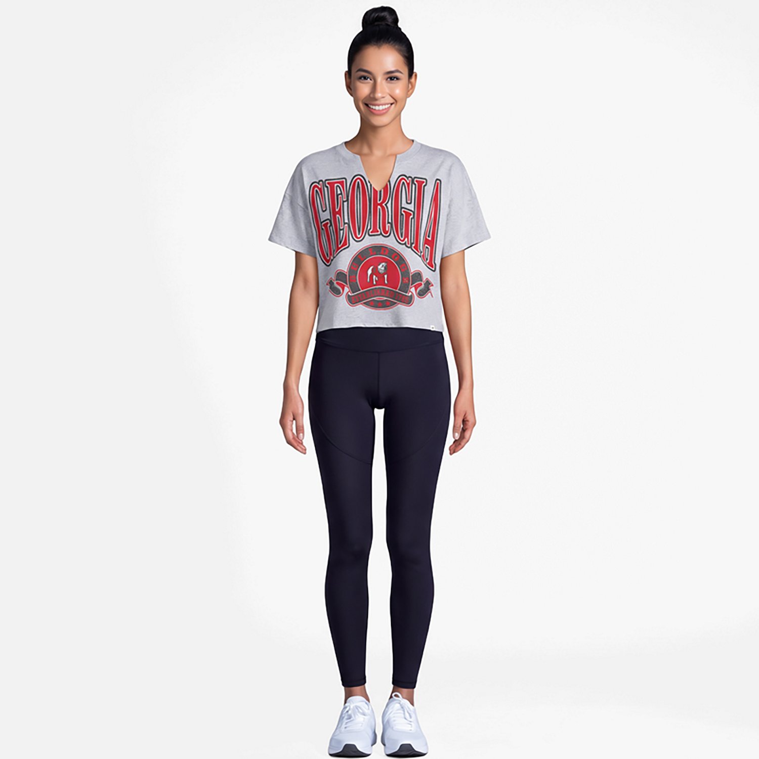 '47 Women's Georgia Banners Out Oversized Notch Neck T-shirt