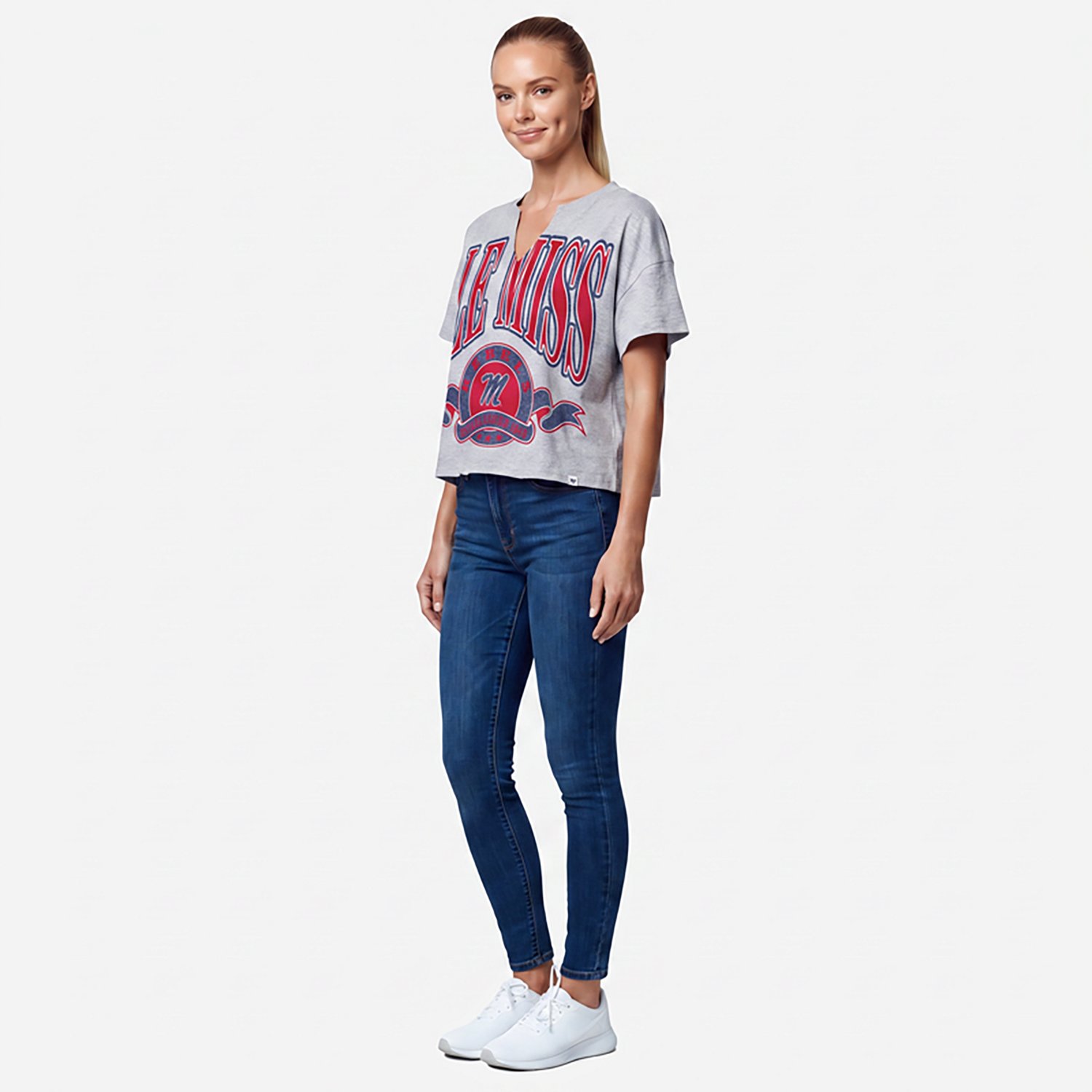 '47 Women's Ole Miss Banners Out Oversized Notch Neck Short Sleeve T-shirt - view number 2