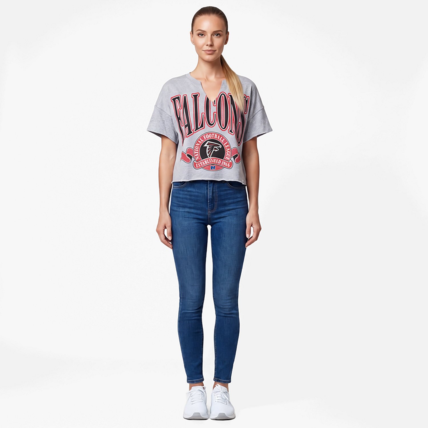 '47 Women's Falcons Banners Out Oversized Notch Neck T-shirt