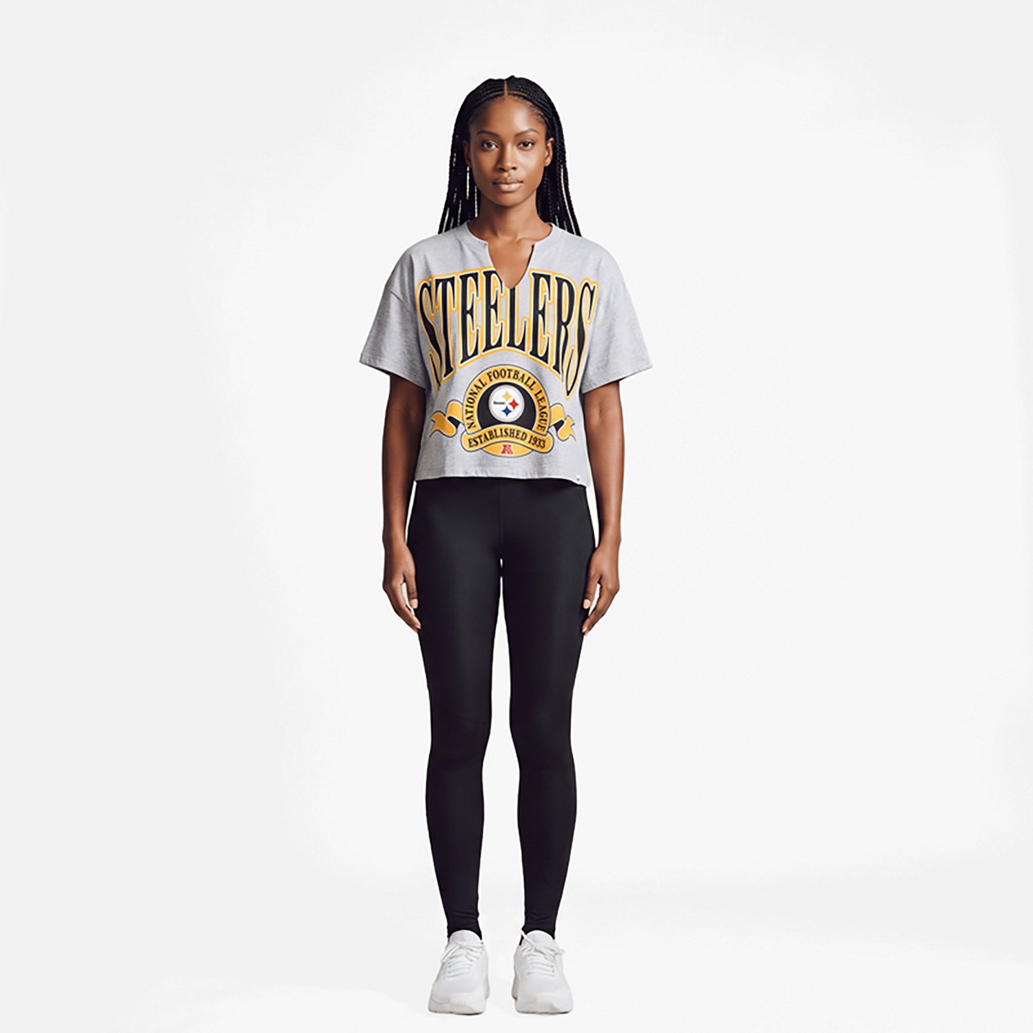 '47 Women's Steelers Banners Out Oversized Notch Neck Short Sleeve T-shirt