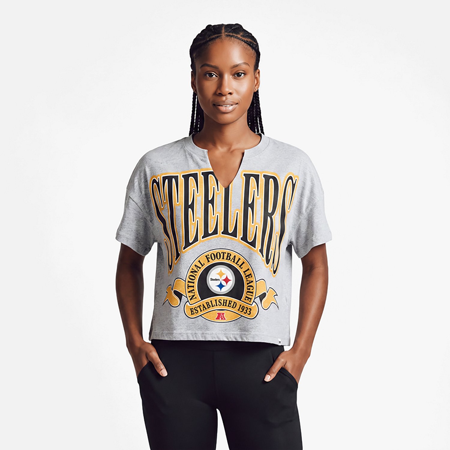 '47 Women's Steelers Banners Out Oversized Notch Neck Short Sleeve T-shirt - view number 2