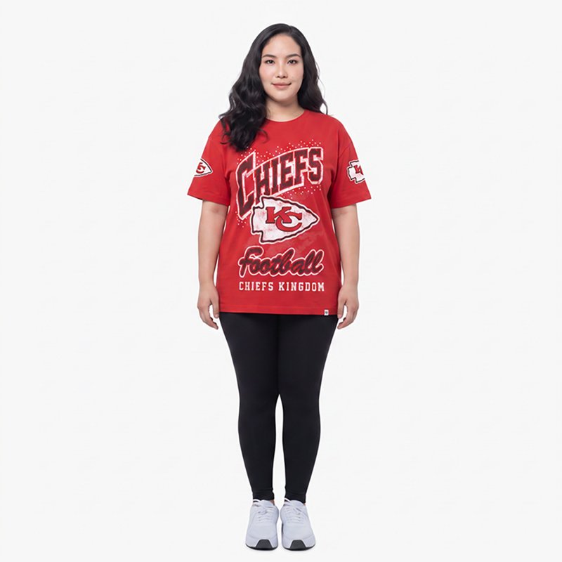 '47 Brand Women's Red Kansas City Chiefs Oversized Gemstone Swash T-Shirt Dress - Red