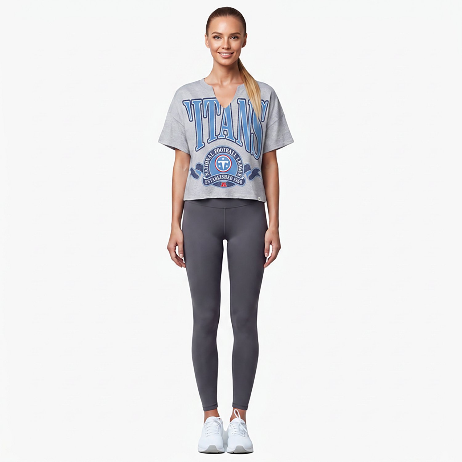 '47 Women's Titans Banners Out Oversized Notch Neck Short Sleeve T-shirt