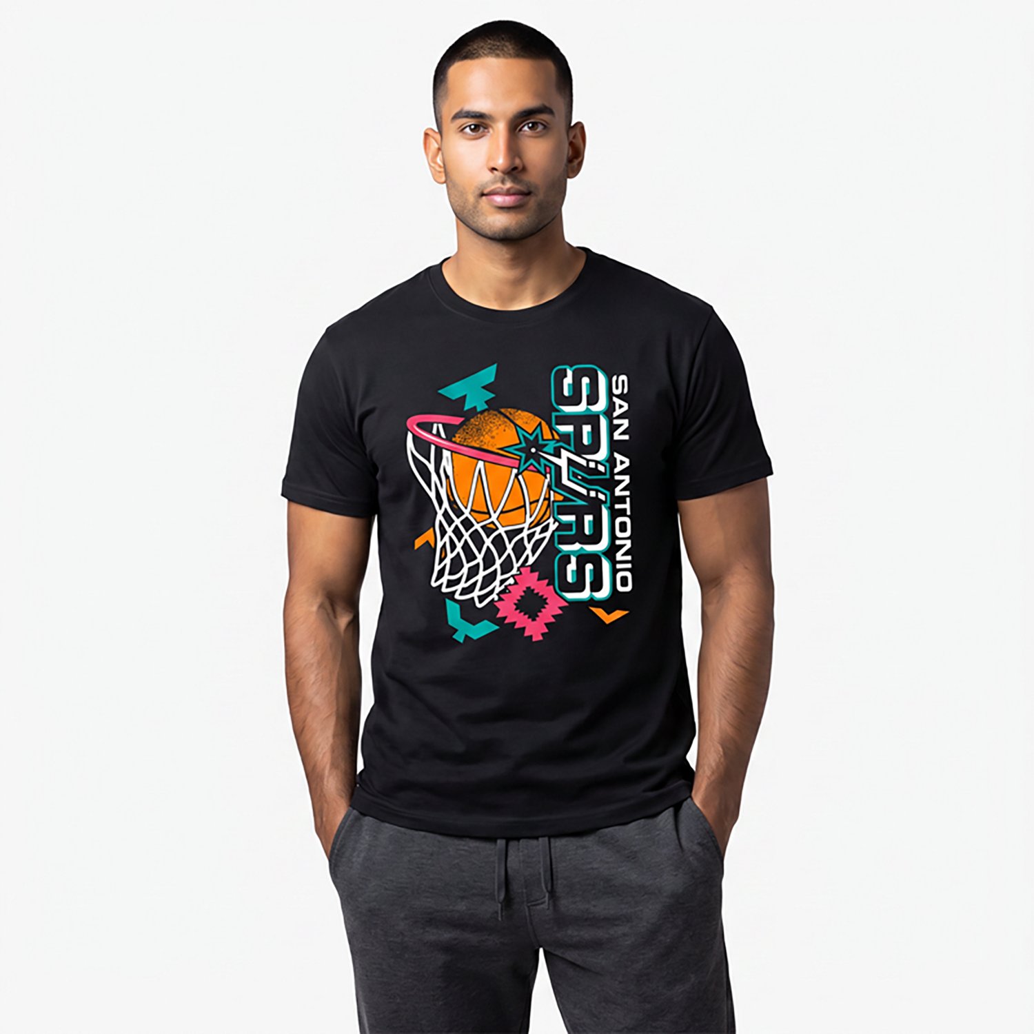Something Inked Men's San Antonio Spurs Script Hoop T-Shirt - view number 2