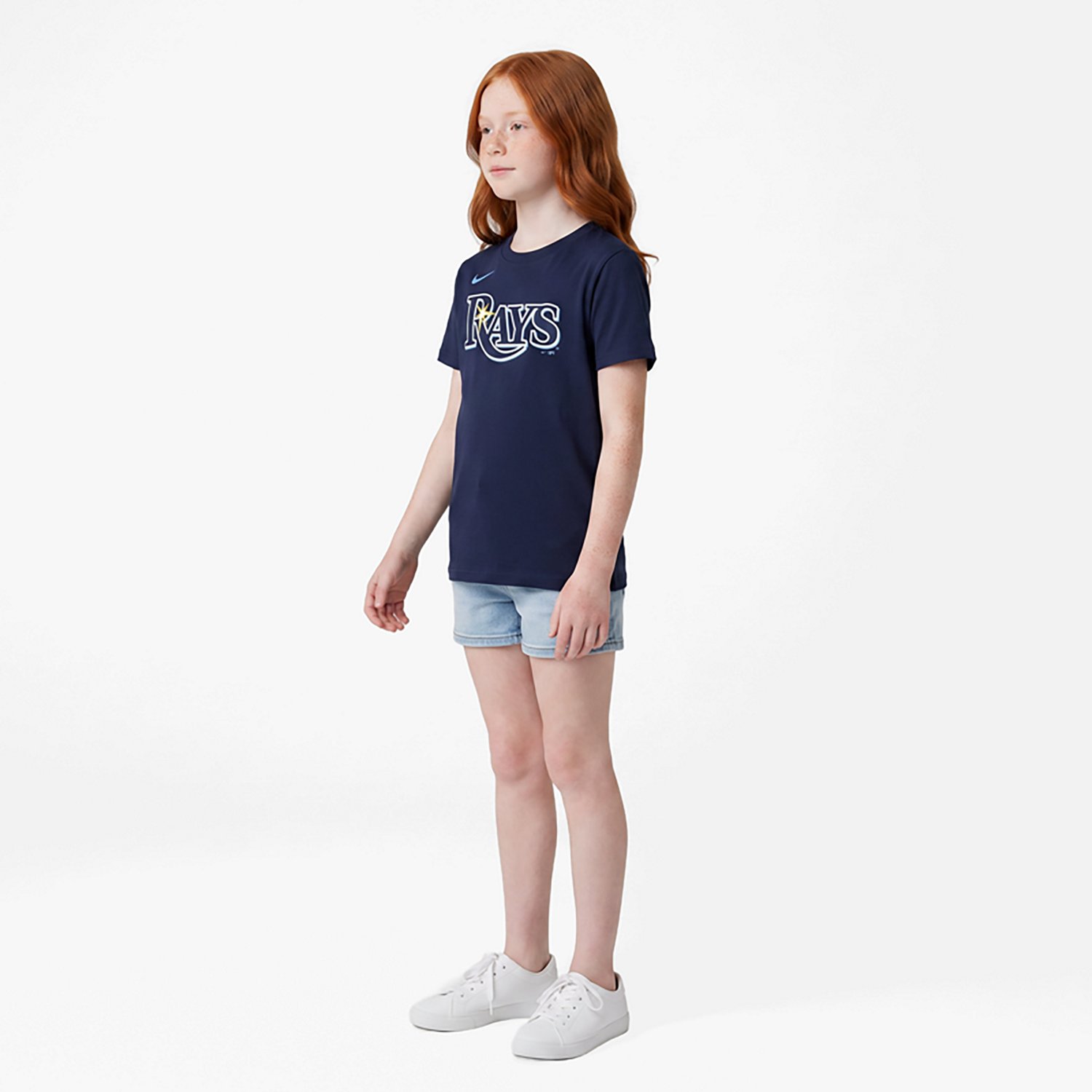 Youth Nike Junior Caminero Tampa Bay Rays Name  Number T-Shirt - view number 3
