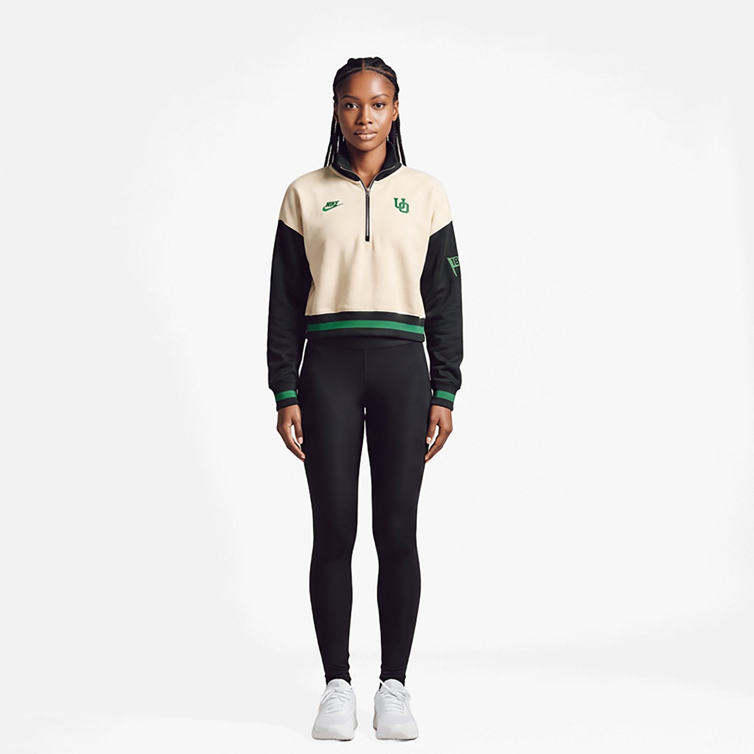 Nike Black Oregon Ducks Oversized Legacy Color Block Cropped Quarter-Zip Pullover