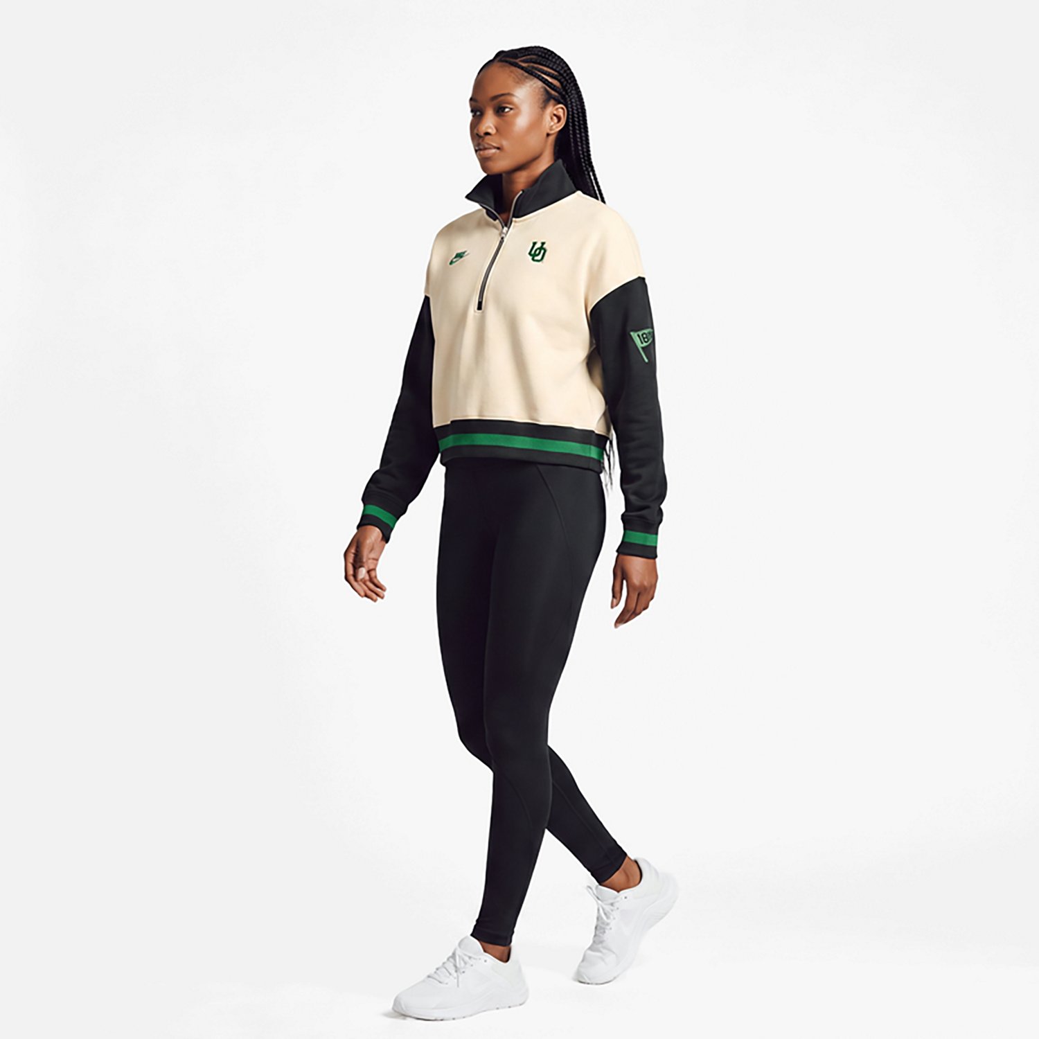 Nike Black Oregon Ducks Oversized Legacy Color Block Cropped Quarter-Zip Pullover - view number 3
