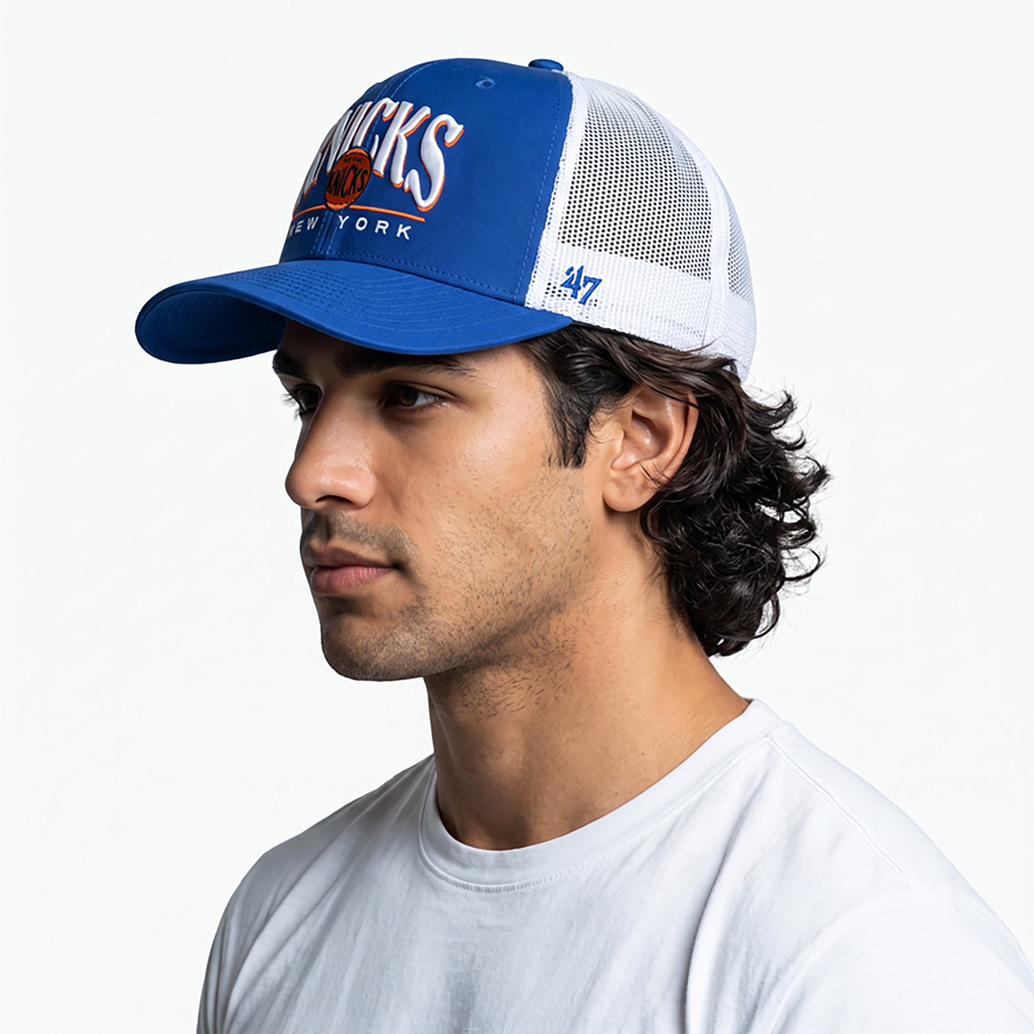 '47 White New York Knicks Domestic Adjustable Trucker Hat - view number 2