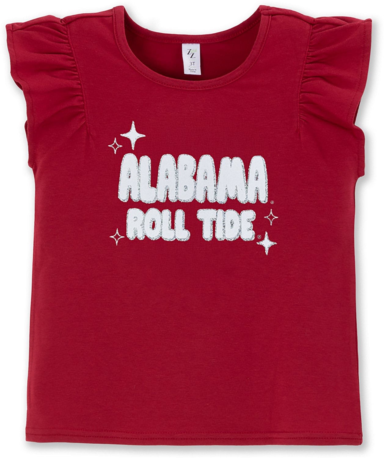 ZooZatz Toddler Girls' University of Alabama Ladybug Glitter Ruffle Sleeve Graphic T-shirt