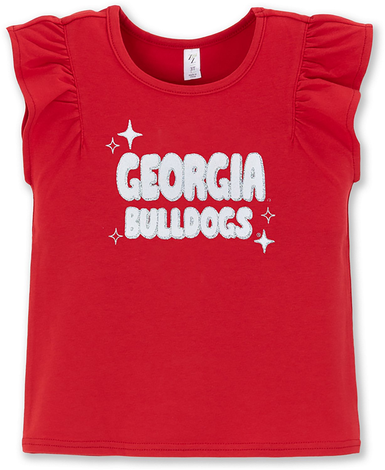 ZooZatz Toddler Girls' University of Georgia Ladybug Glitter Ruffle Sleeve Graphic T-shirt