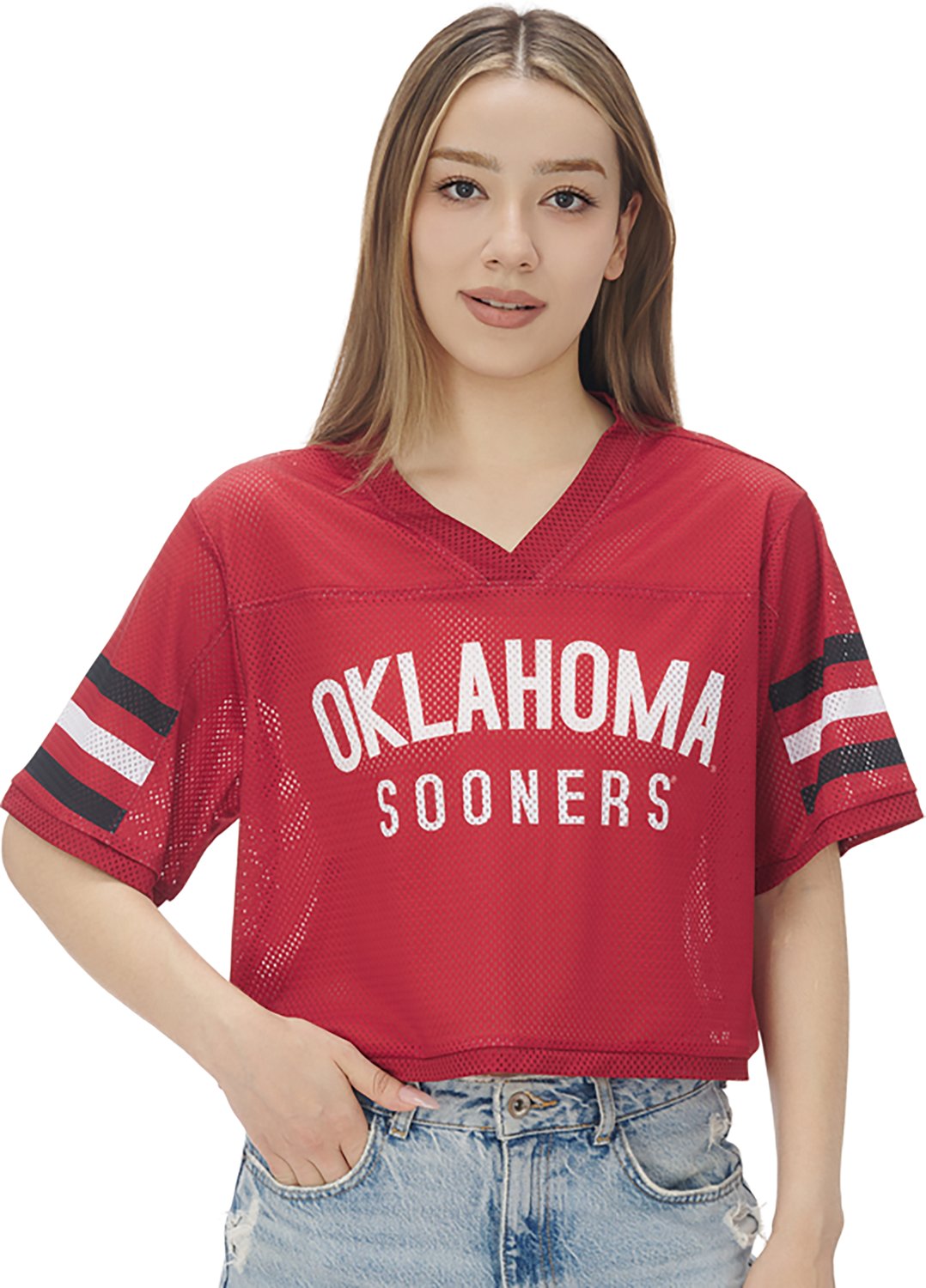 ZooZatz Women's University of Oklahoma Field Goal Crop Jersey