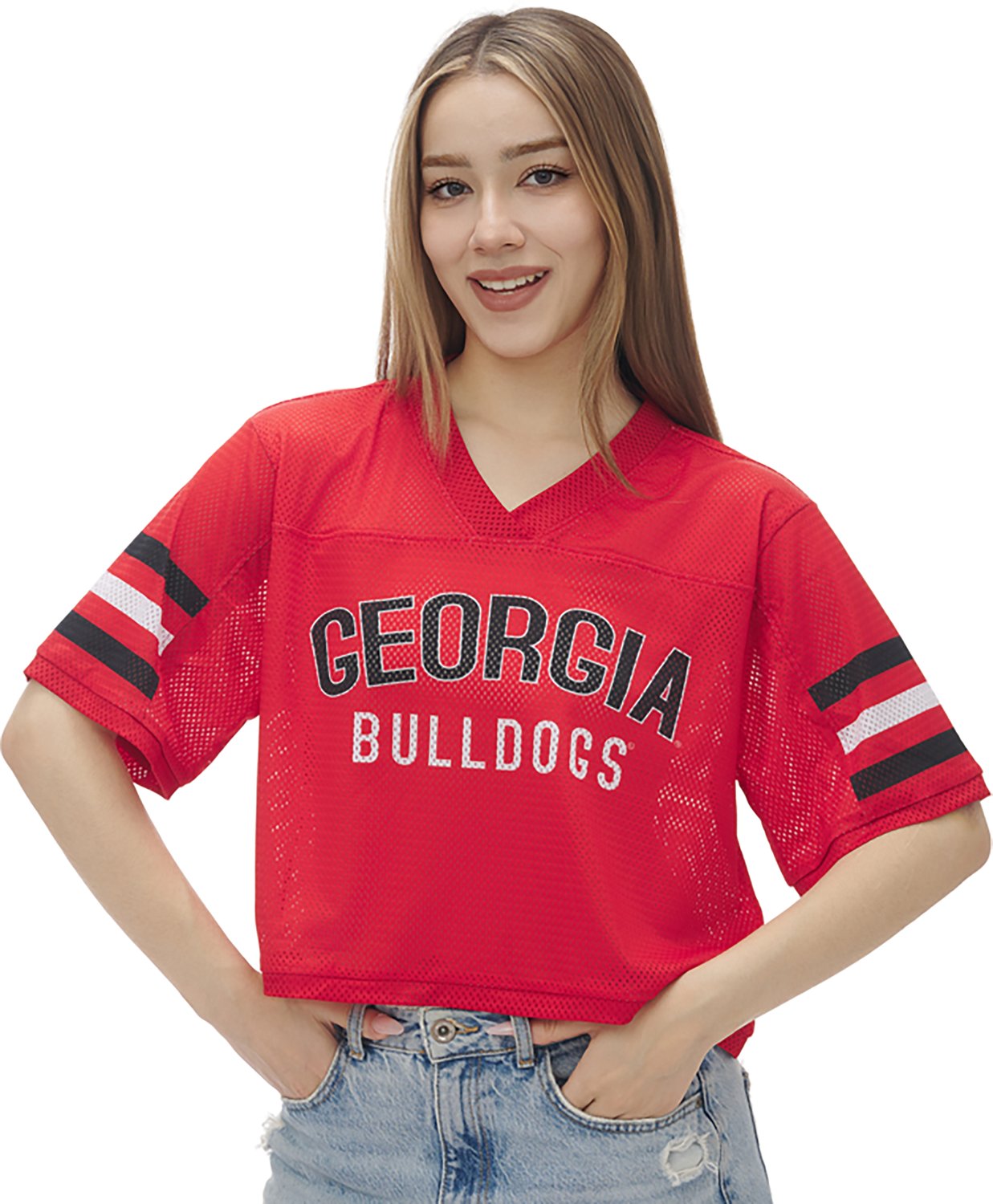 ZooZatz Women's University of Georgia Field Goal Crop Jersey