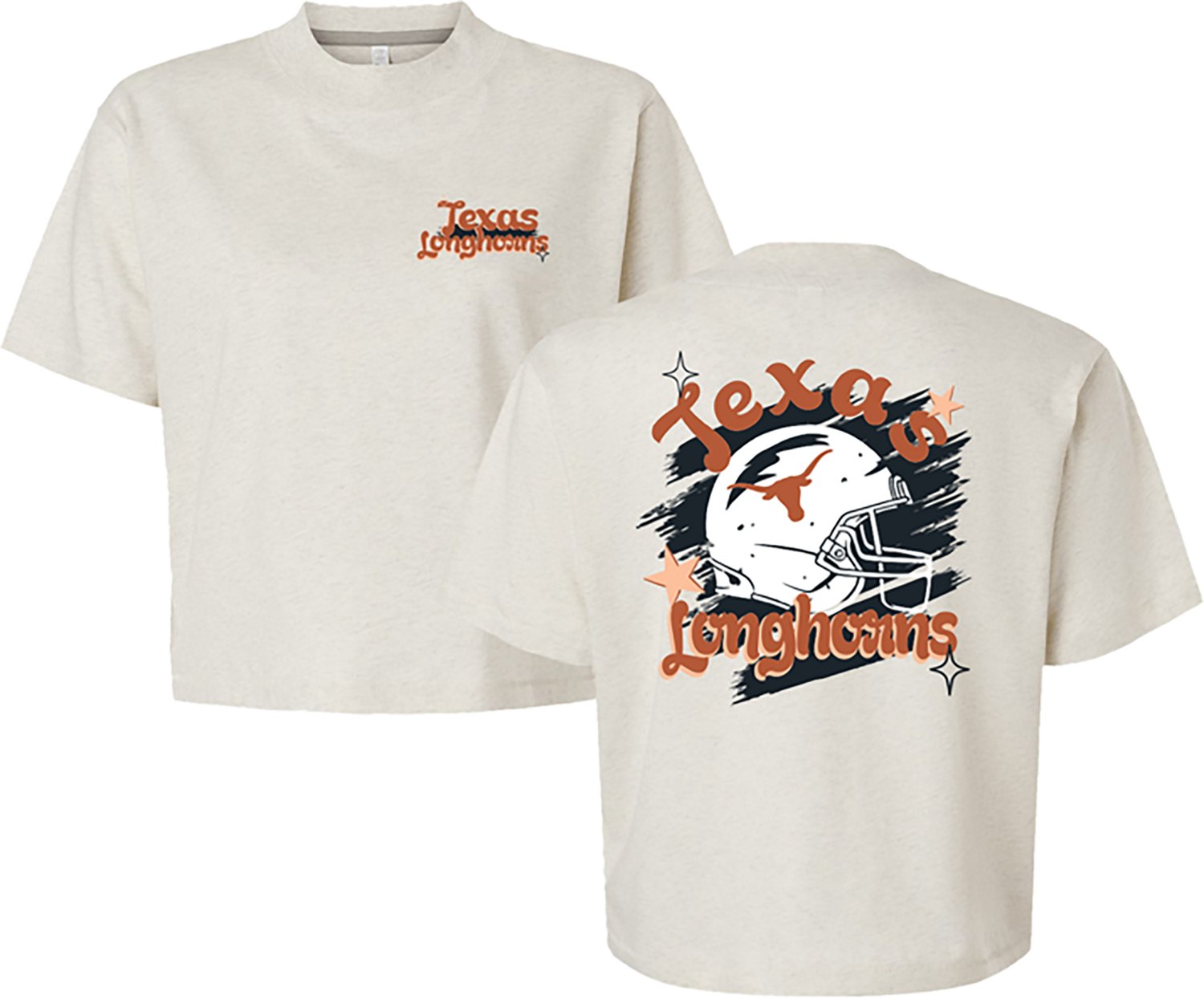 Image One Women's University of Texas Groovy Helmet Boxy Graphic T-shirt