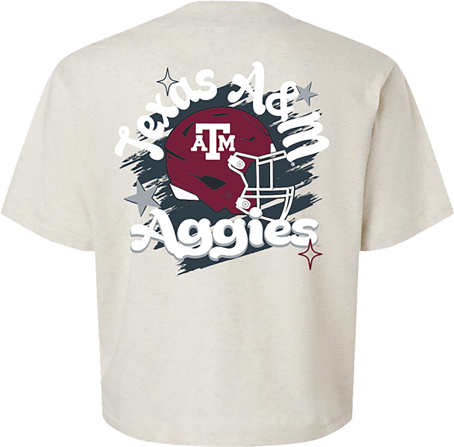Image One Women's Texas A&M University Groovy Helmet Boxy Graphic T-shirt