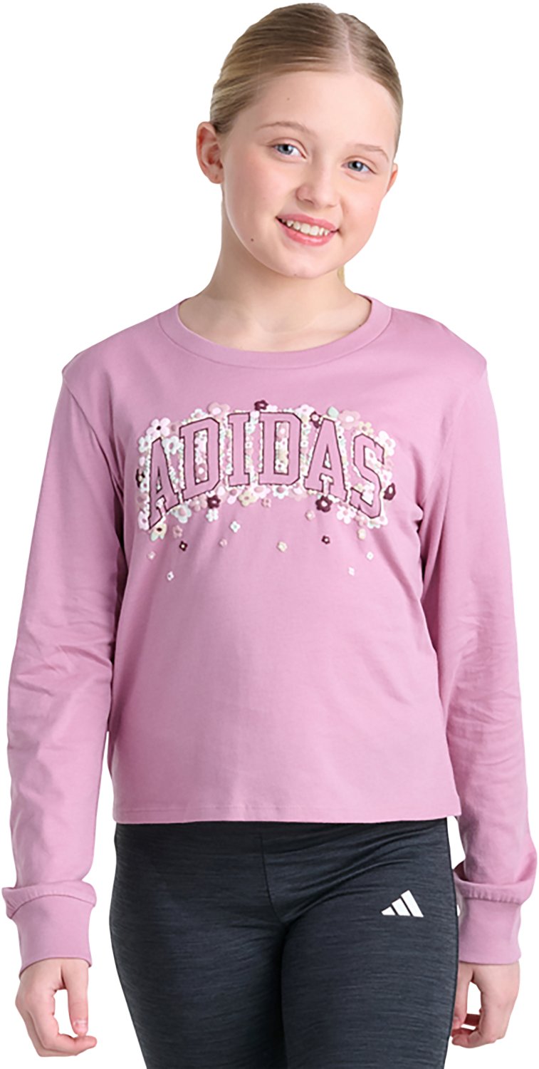 adidas Girls' Long Sleeve Regular Crewneck T-shirt