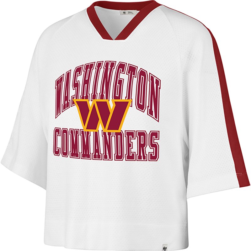 Women's '47 White Washington Commanders Big Overarch Drop Needle Raglan V-Neck T-Shirt