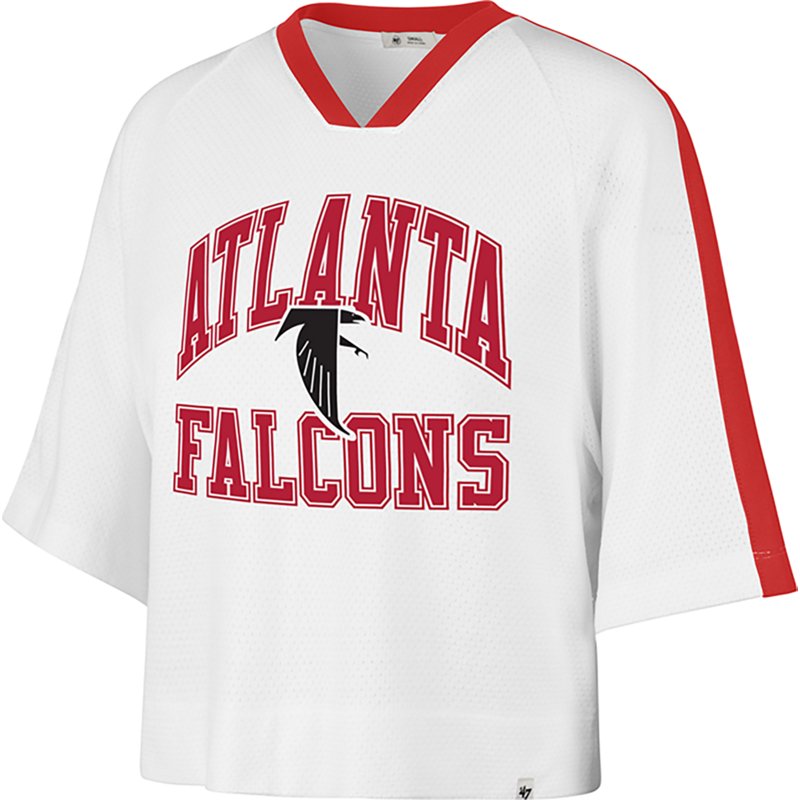 Women's '47 White Atlanta Falcons Big Overarch Drop Needle Raglan V-Neck T-Shirt