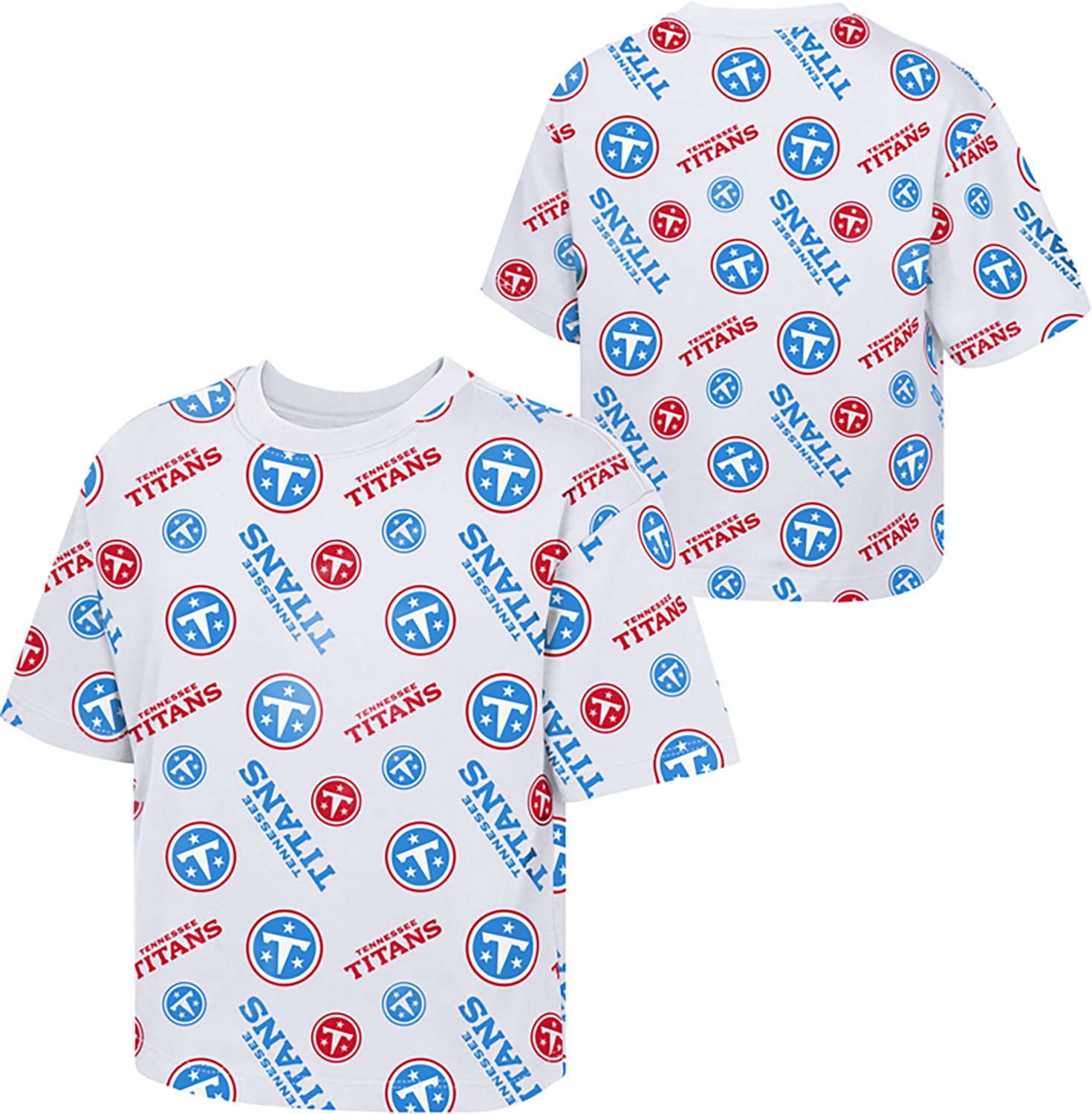 Outerstuff Girls' Tennessee Titans Run Along Boxy Graphic T-shirt