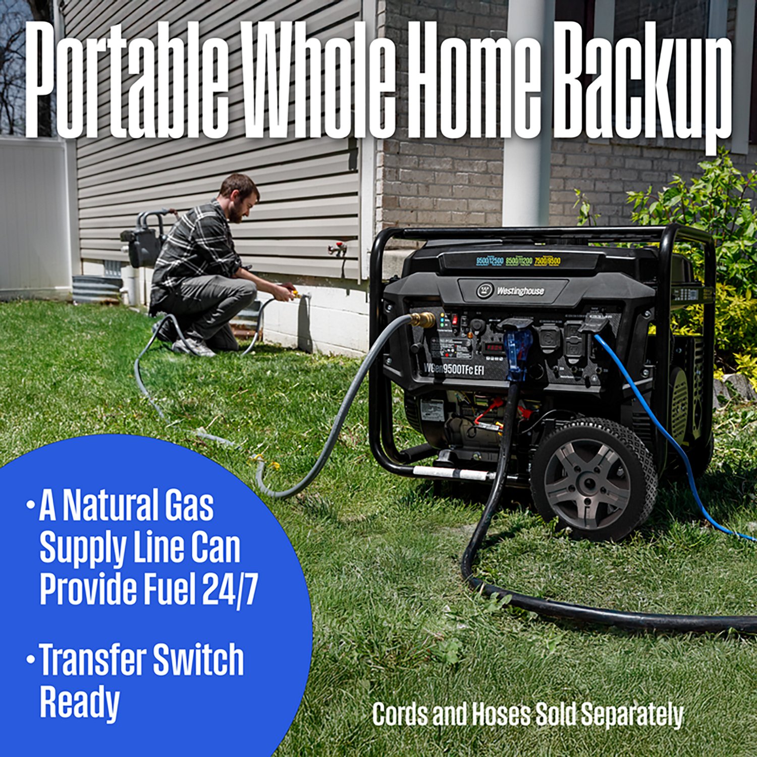 Westinghouse 12500/9500W Tri-Fuel EFI Portable Generator with Remote Electric Start - view number 5