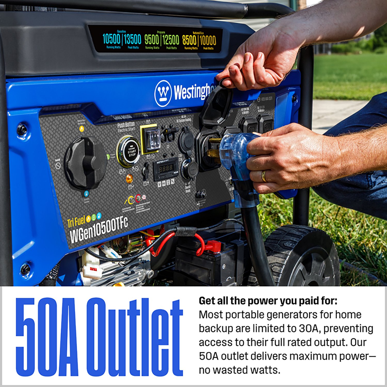 Westinghouse 13500/11500W Tri-Fuel Portable Generator with Remote Electric Start - view number 5