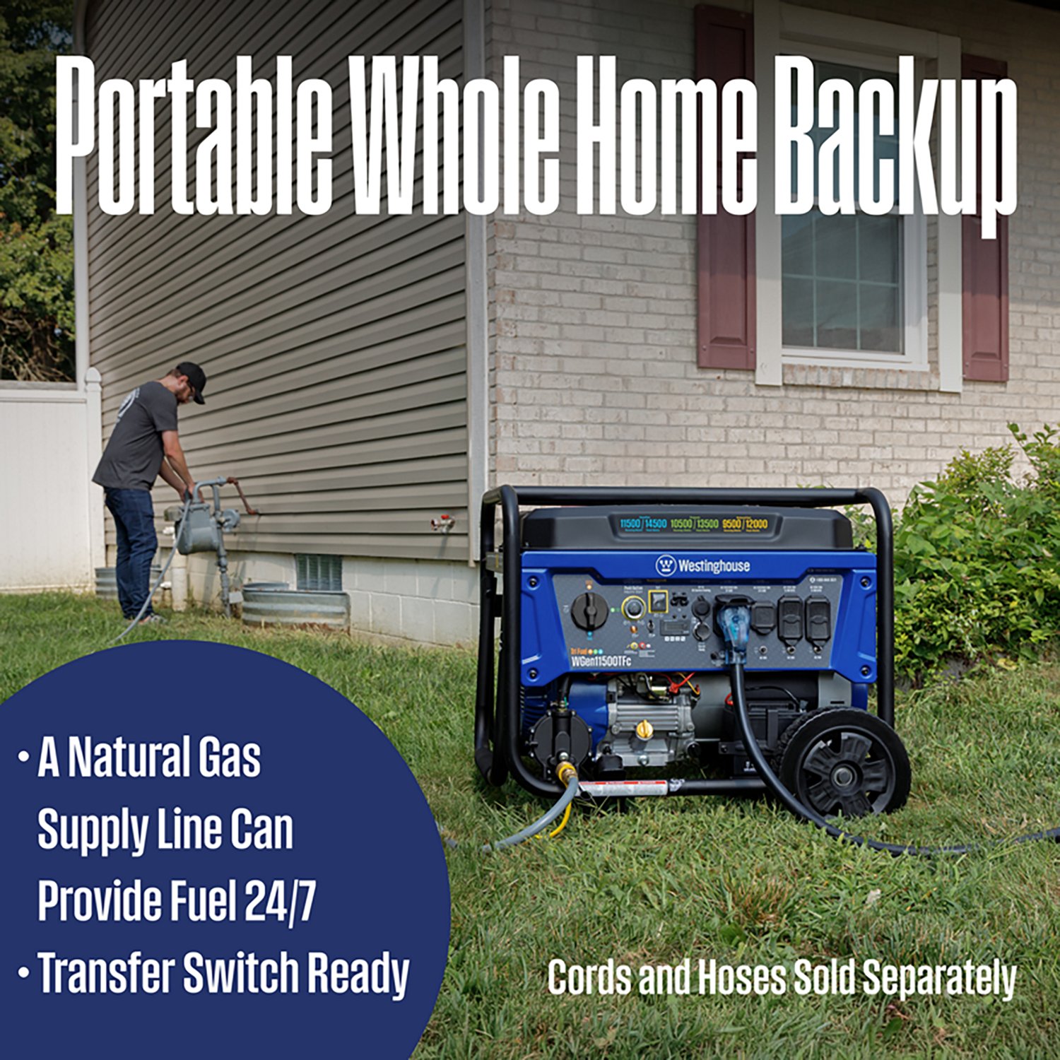 Westinghouse 1450011500W Tri-Fuel Portable Generator with Remote Electric Start - view number 5