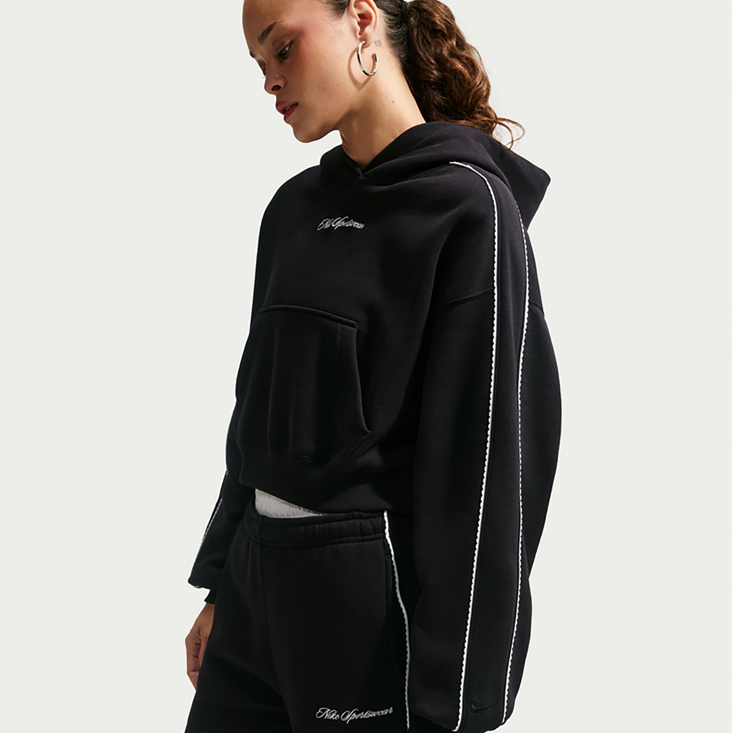 Nike Women's Studio Fleece Midweight Crop Scallop Hoodie - view number 3