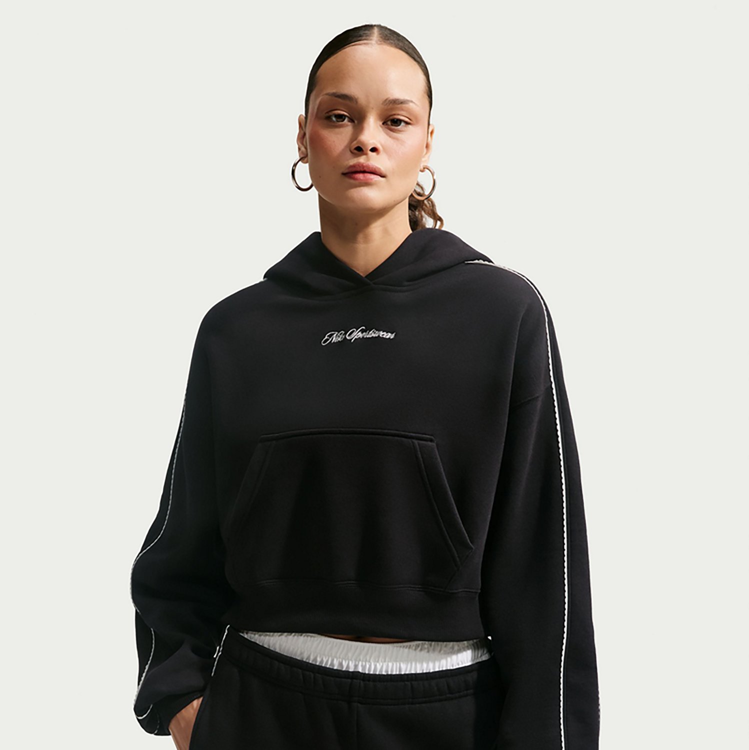 Nike Women's Studio Fleece Midweight Crop Scallop Hoodie - view number 5