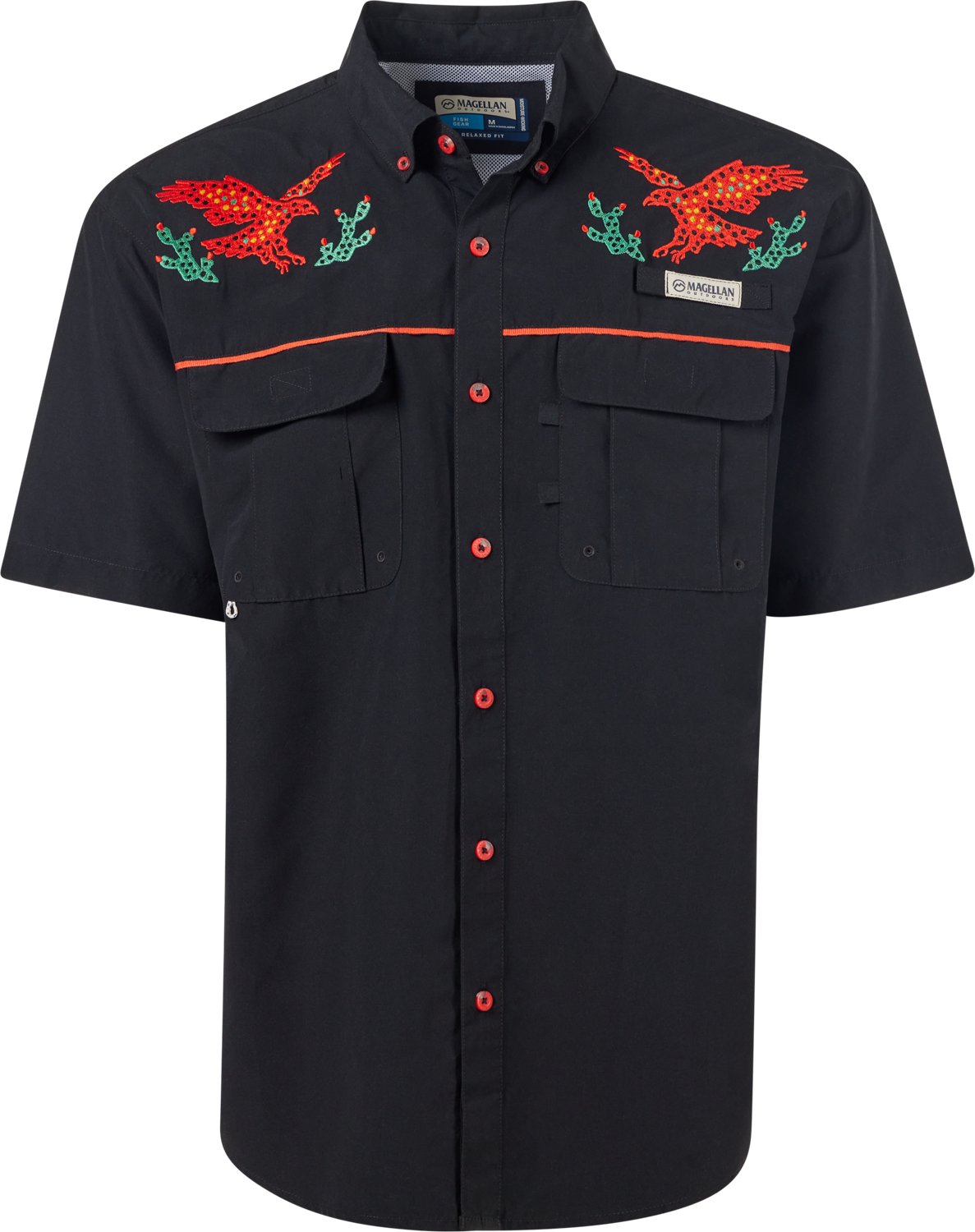 Magellan Outdoors Men's Hispanic Heritage Eagle & Cacti Guayabera Shirt