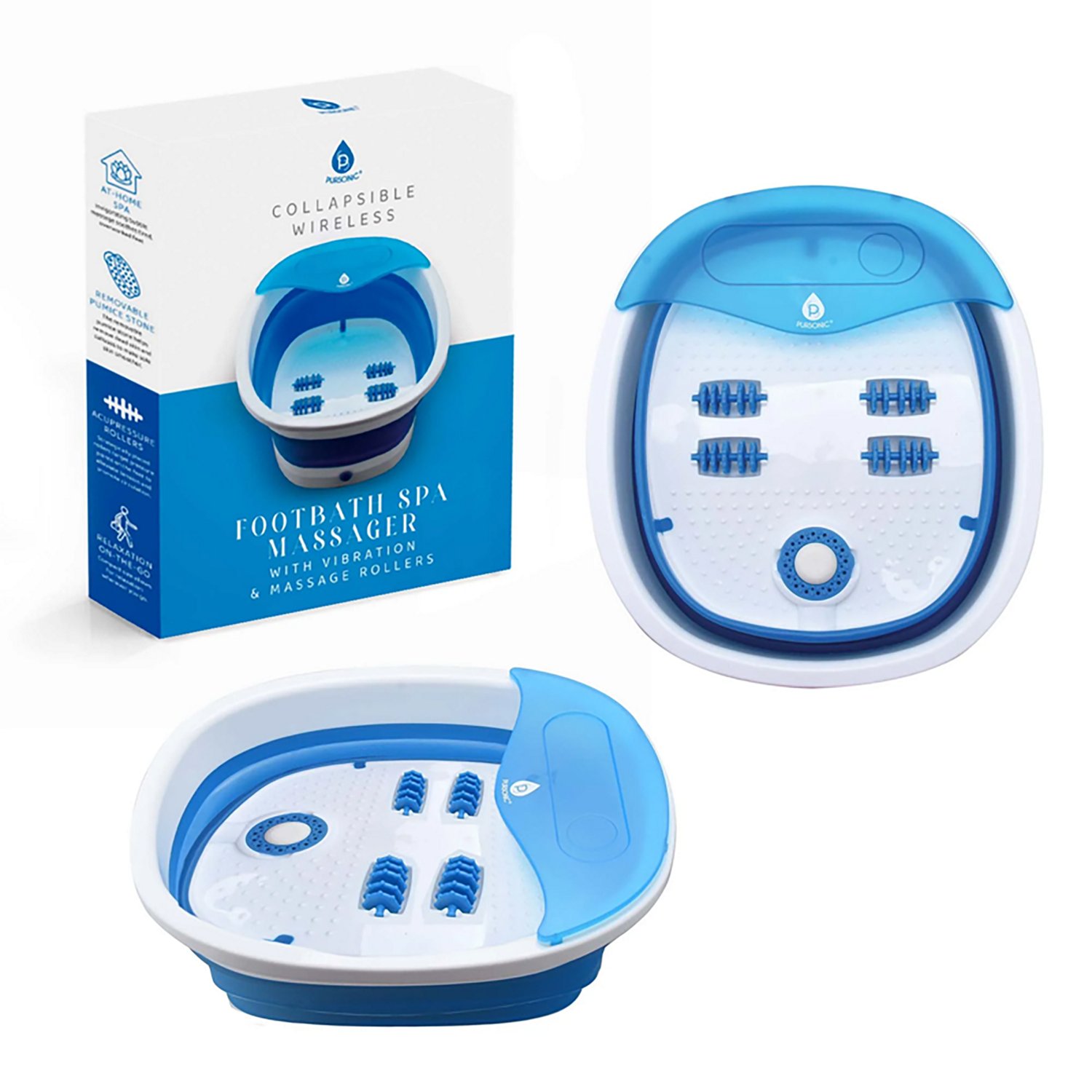 Pursonic Collapsible Wireless Footbath Spa Massager
