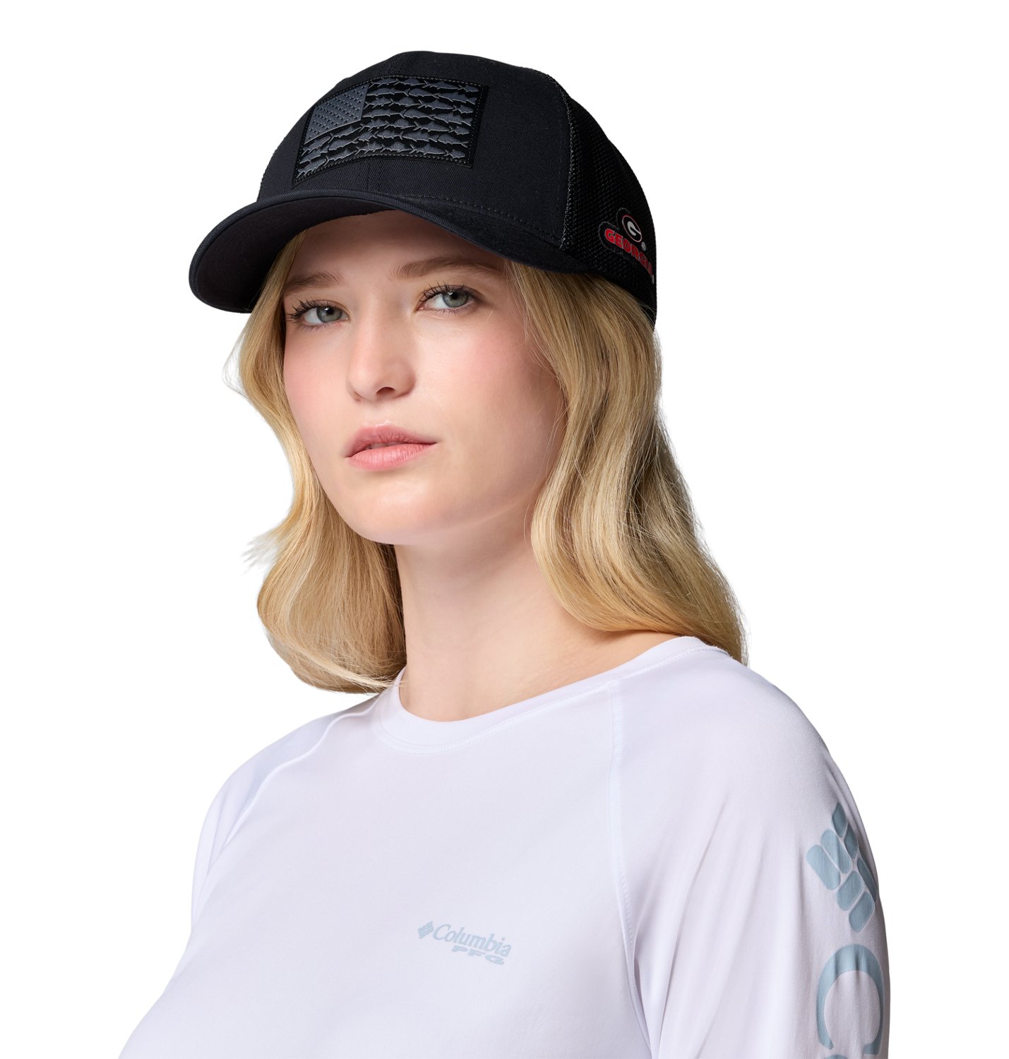 Columbia Men's University of Georgia PFG Mesh Fish Flag Ball Cap