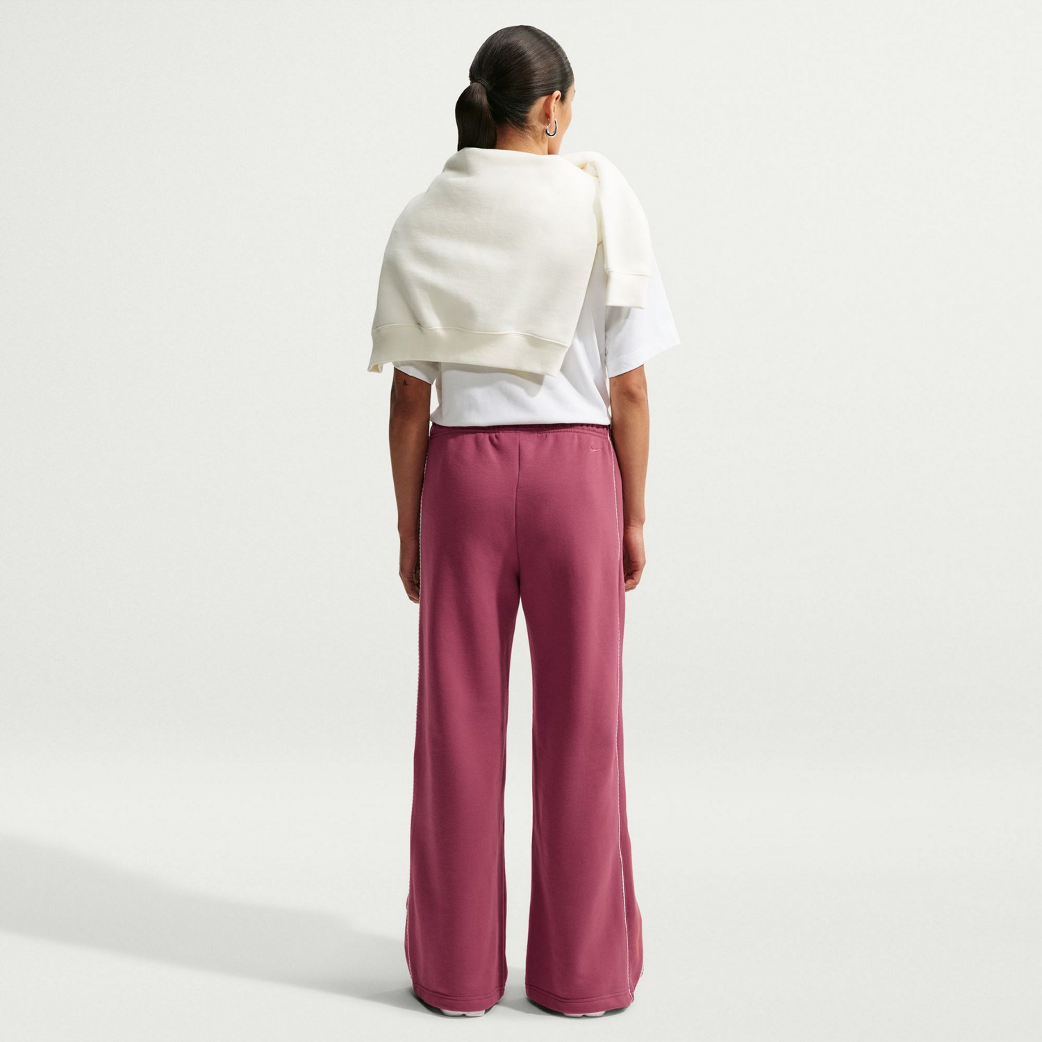Nike Women's Studio Fleece Mid-Rise Scallop Wide-Leg Pants - view number 2