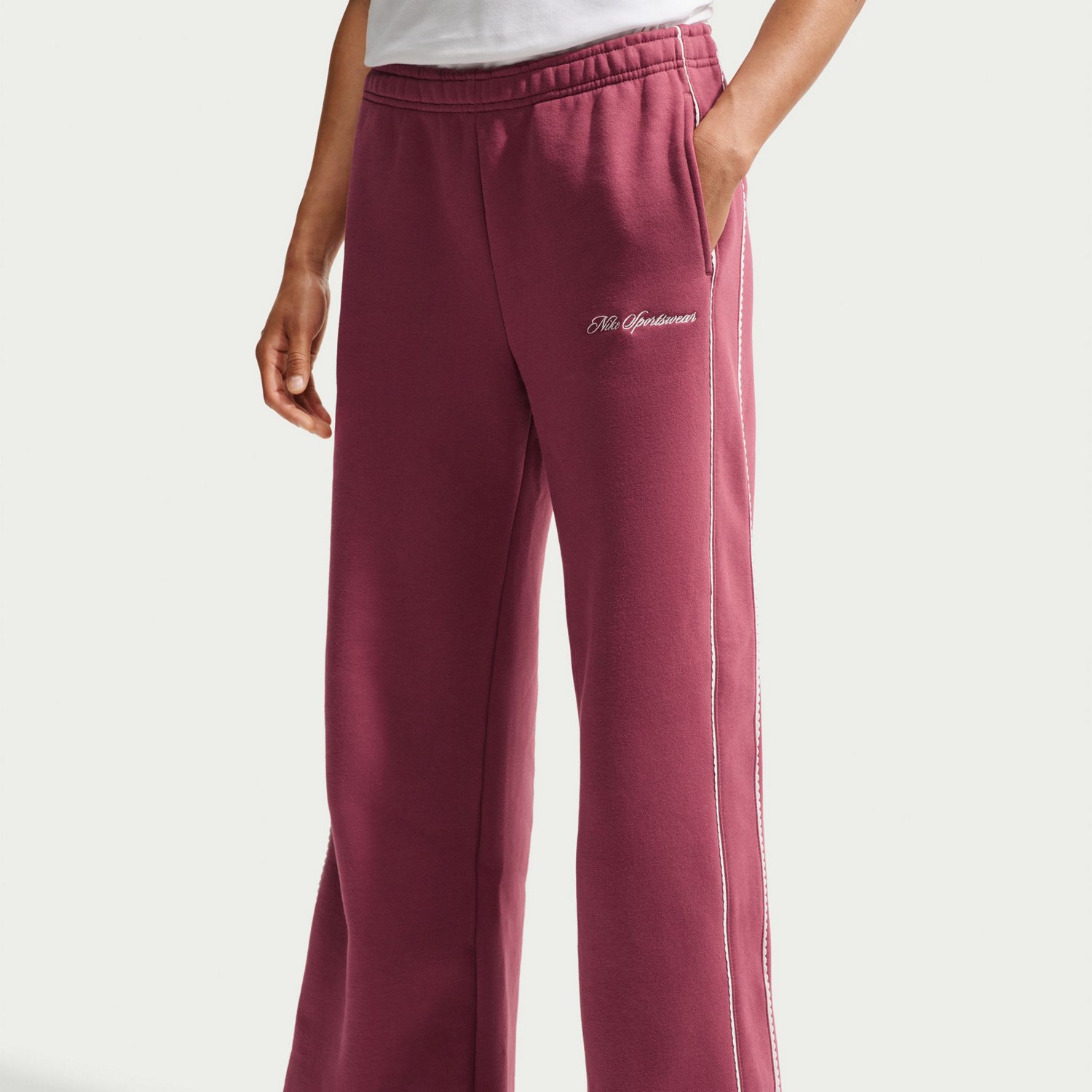 Nike Women's Studio Fleece Mid-Rise Scallop Wide-Leg Pants - view number 3