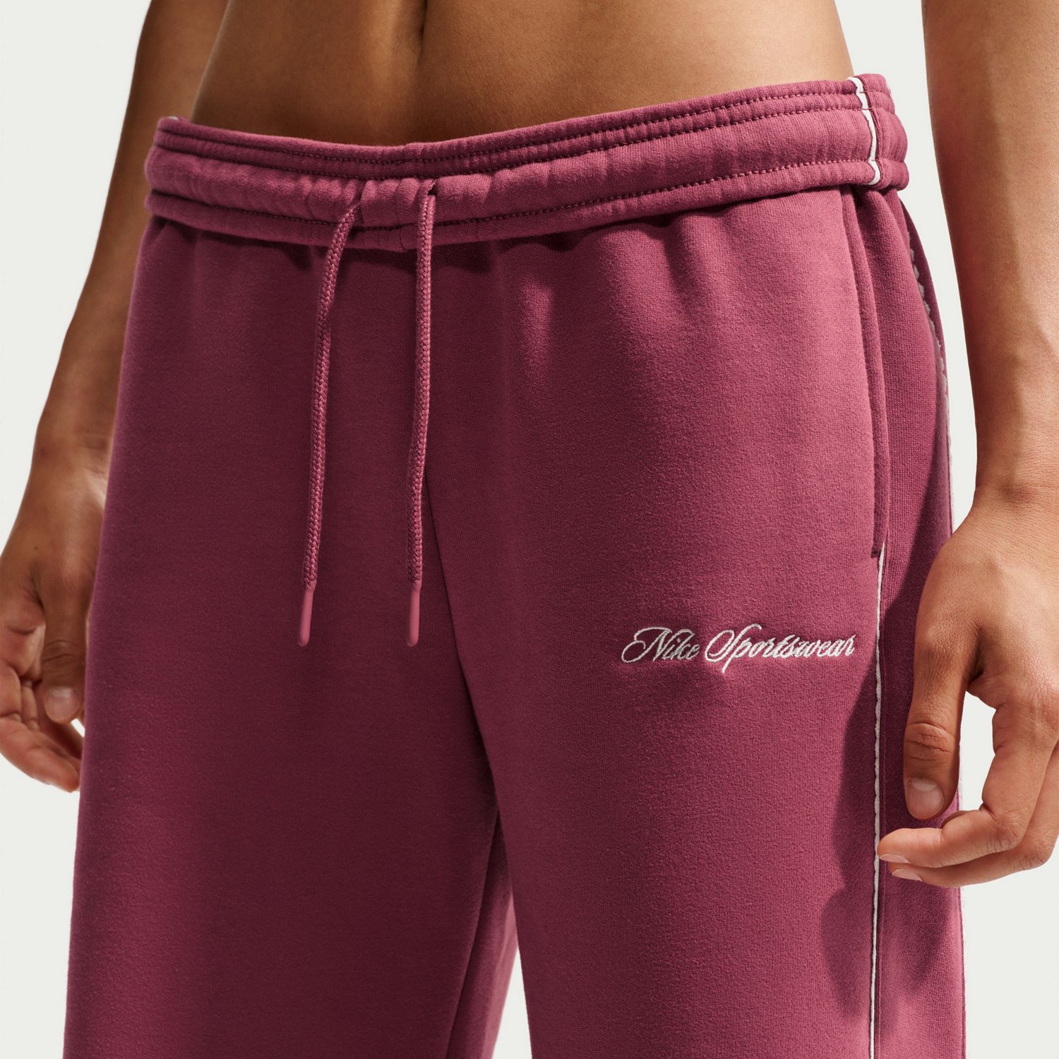 Nike Women's Studio Fleece Mid-Rise Scallop Wide-Leg Pants - view number 5
