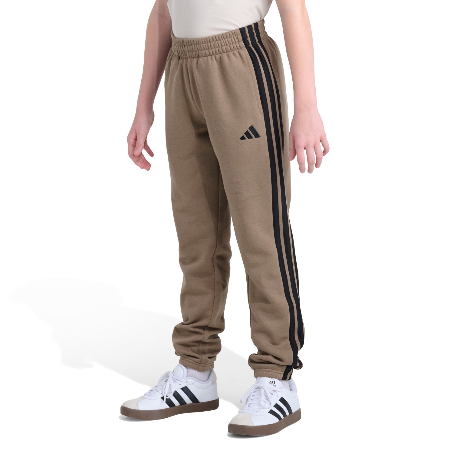 adidas Boys' 3-Stripe Fleece Cuffed Joggers