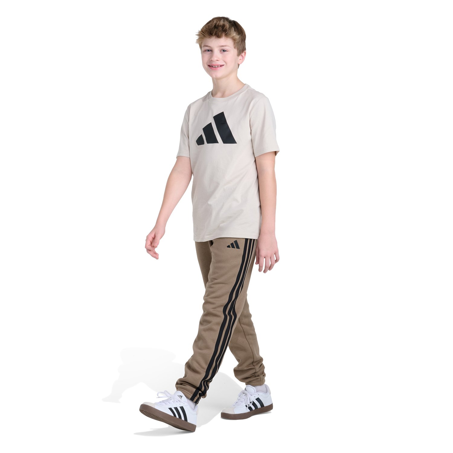 adidas Boys' 3-Stripe Fleece Cuffed Joggers - view number 5
