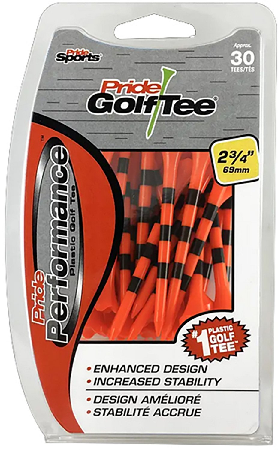 Pride Performance 2‑3/4 in Golf Tees 30-Pack