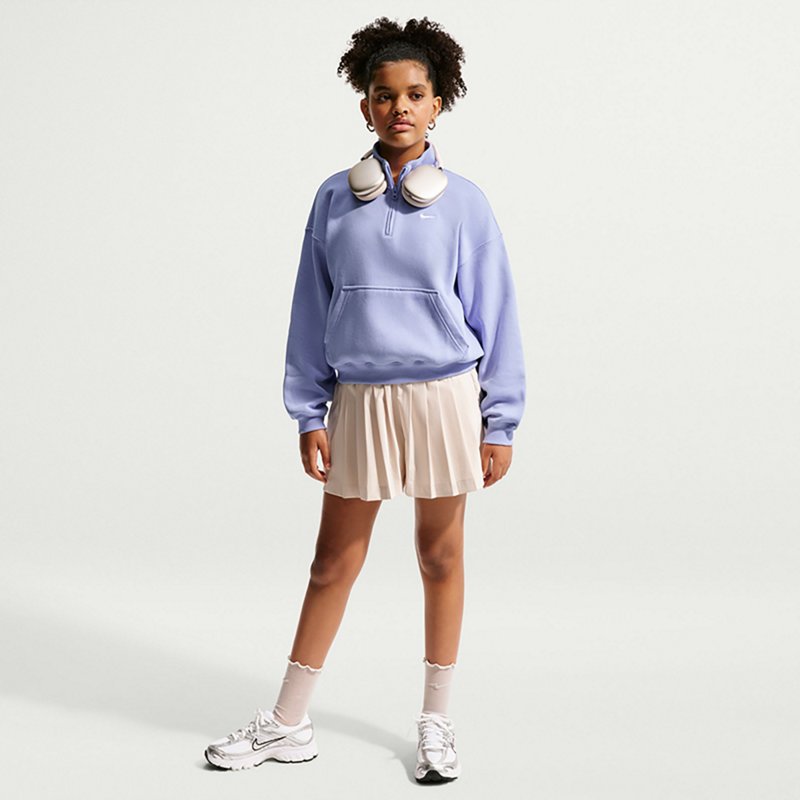 Nike Girls' Sportswear Studio Fleece Oversized Quarter-Zip Top