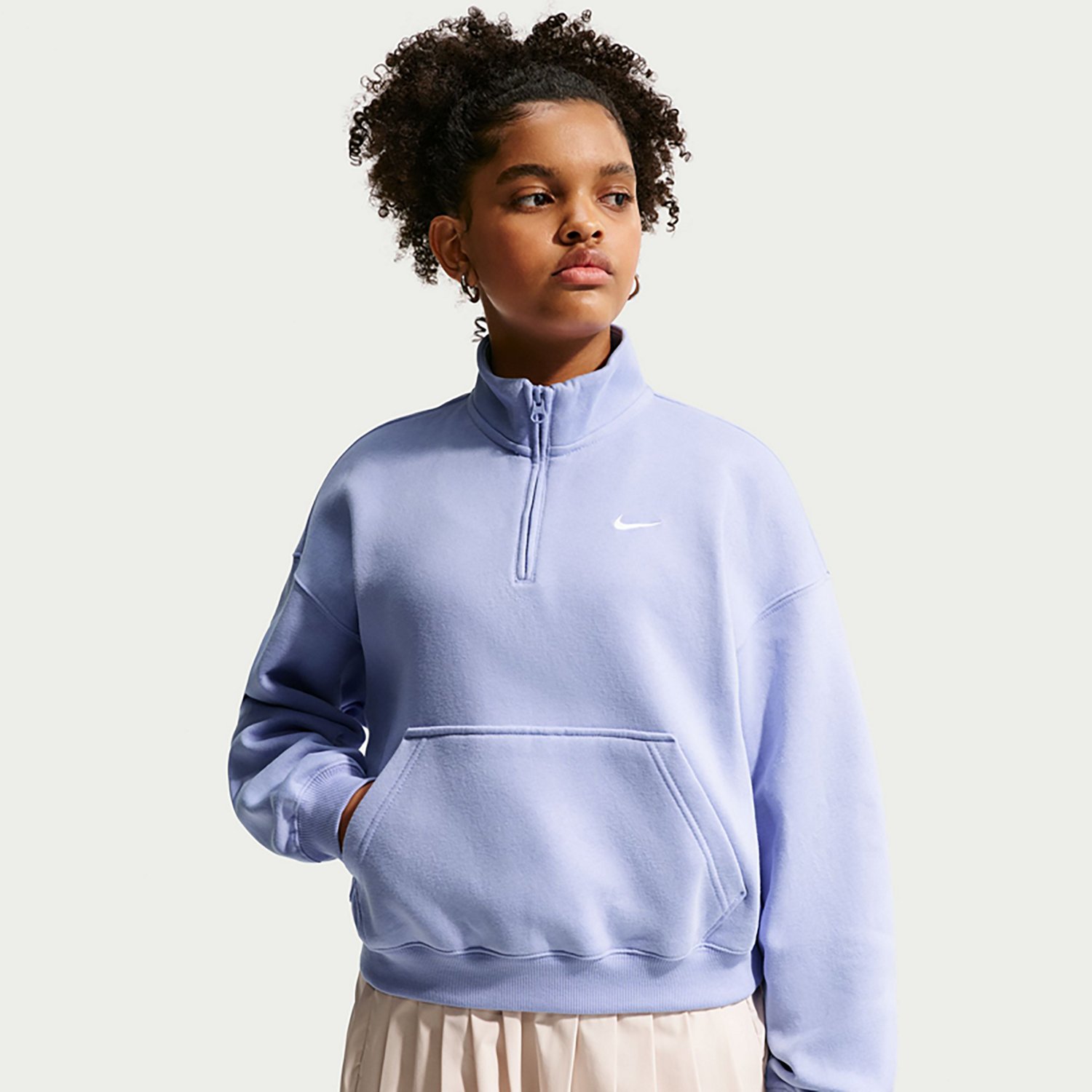 Nike Girls' Sportswear Studio Fleece Oversized Quarter-Zip Top - view number 5